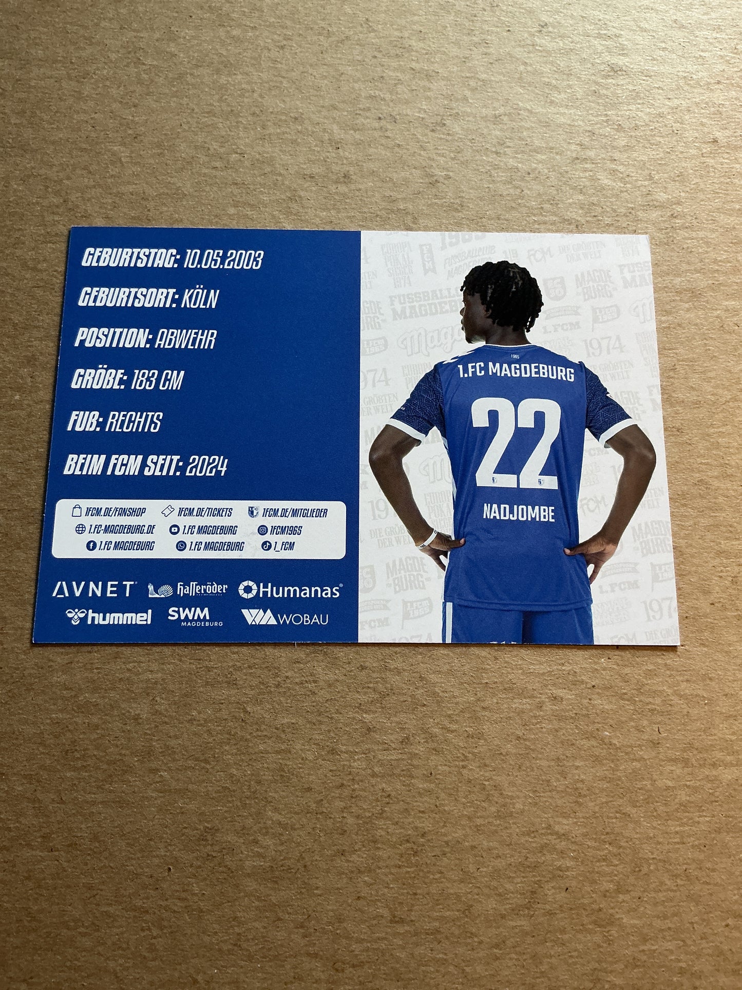 Pierre Nadjombe, Togo 🇹🇬 1.FC Magdeburg 2024/25 hand signed