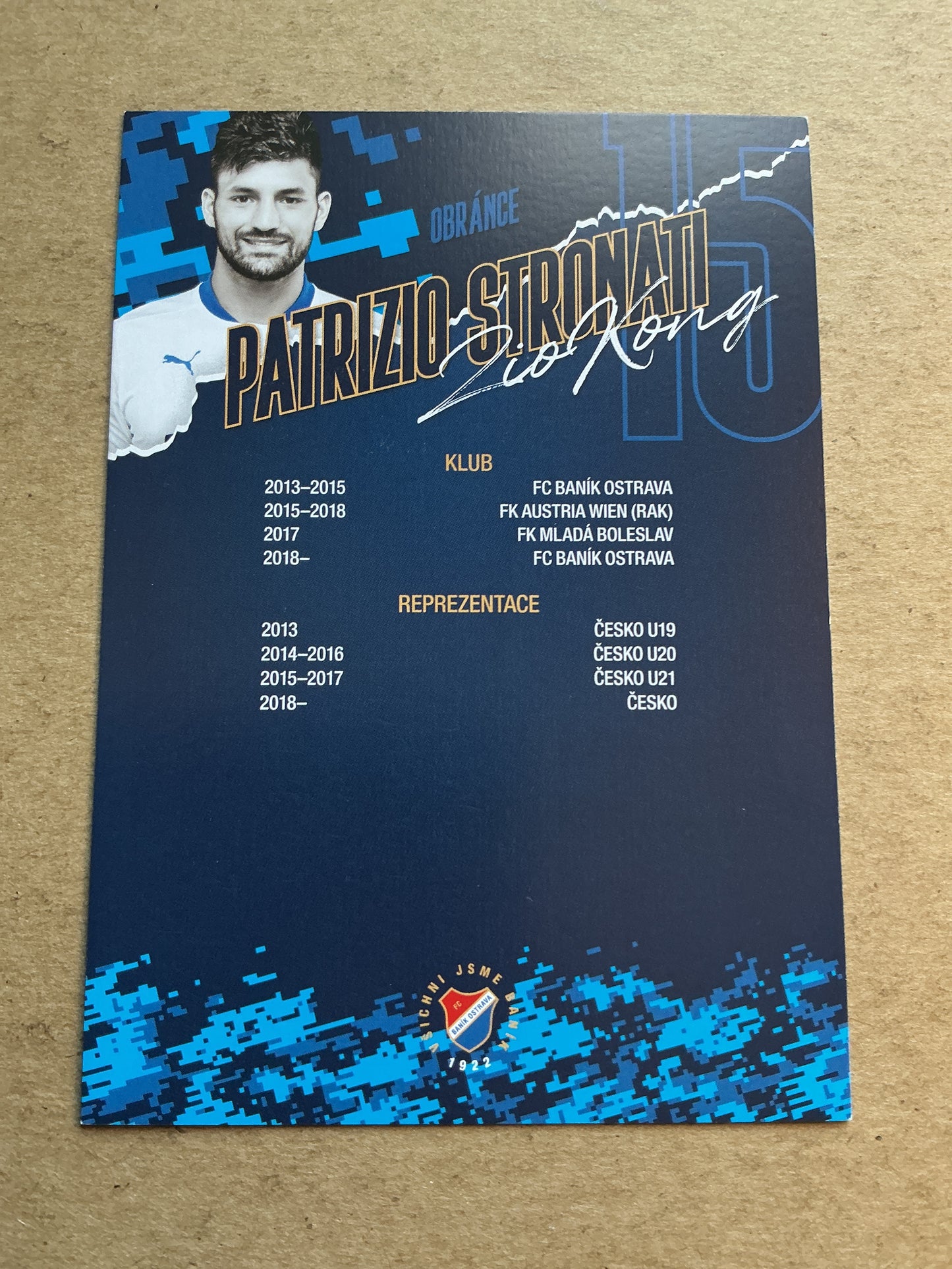 Patrizio Stronati, Czech Republic 🇨🇿 FC Banik Ostrava 2020/21 hand signed