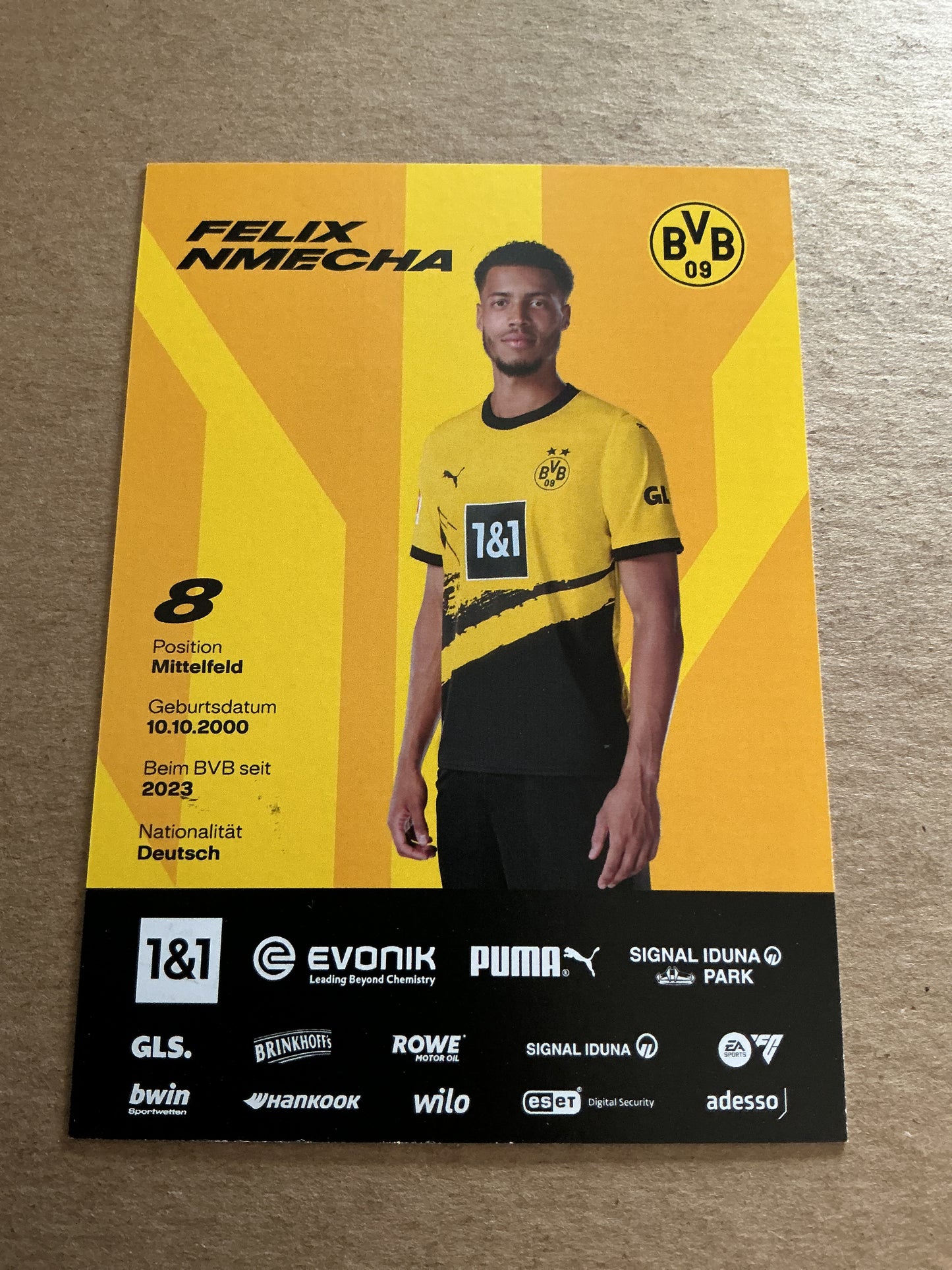 Felix Nmecha, Germany 🇩🇪 Borussia Dortmund 2023/24 hand signed