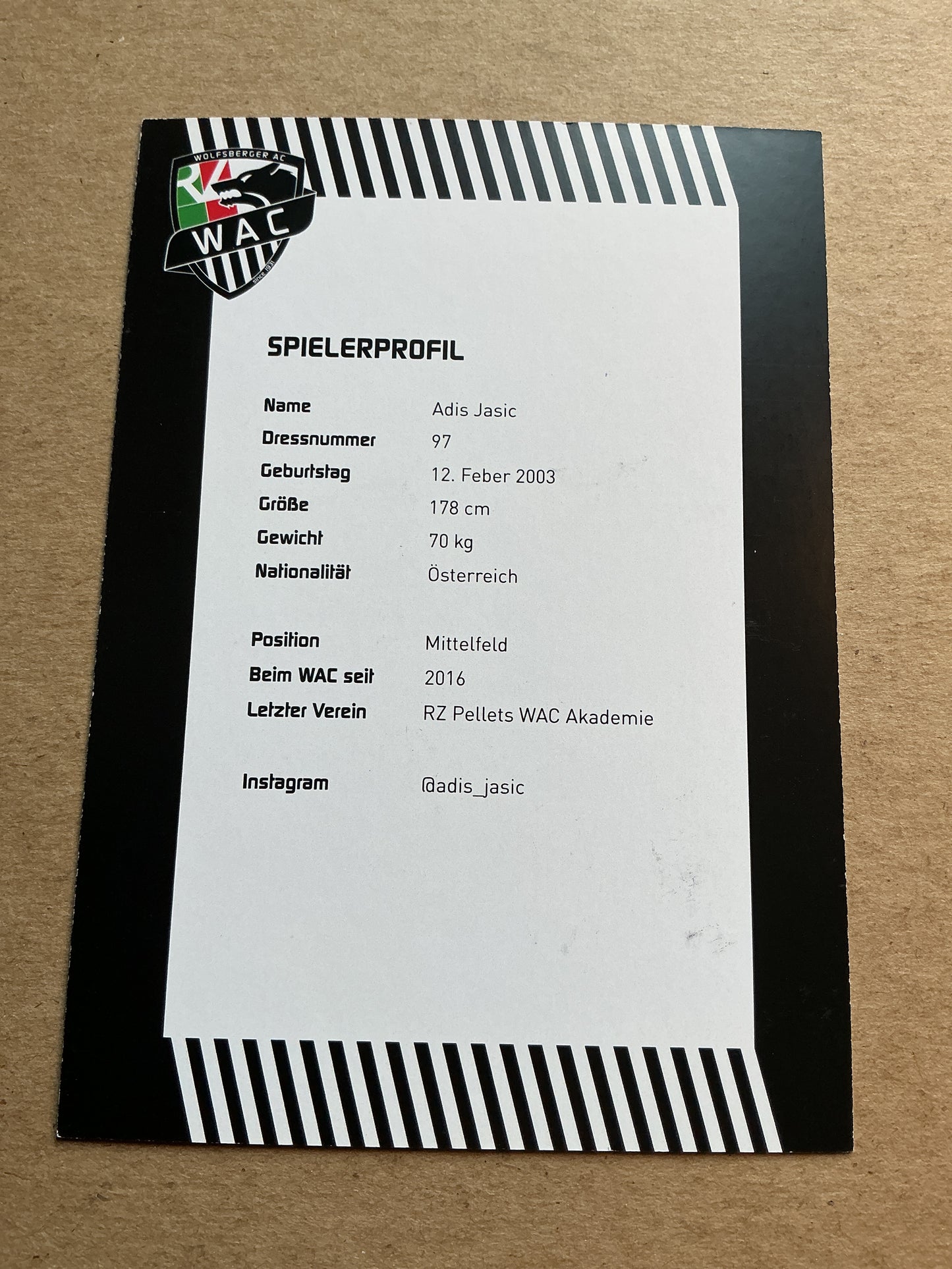 Adis Jasic, Austria ๐ฆ๐น Wolfsberger AC 2023/24 hand signed
