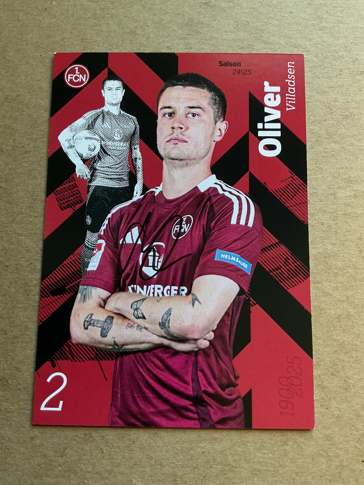 Oliver Villadsen, Denmark 🇩🇰 1.FC Nürnberg 2024/25 hand signed