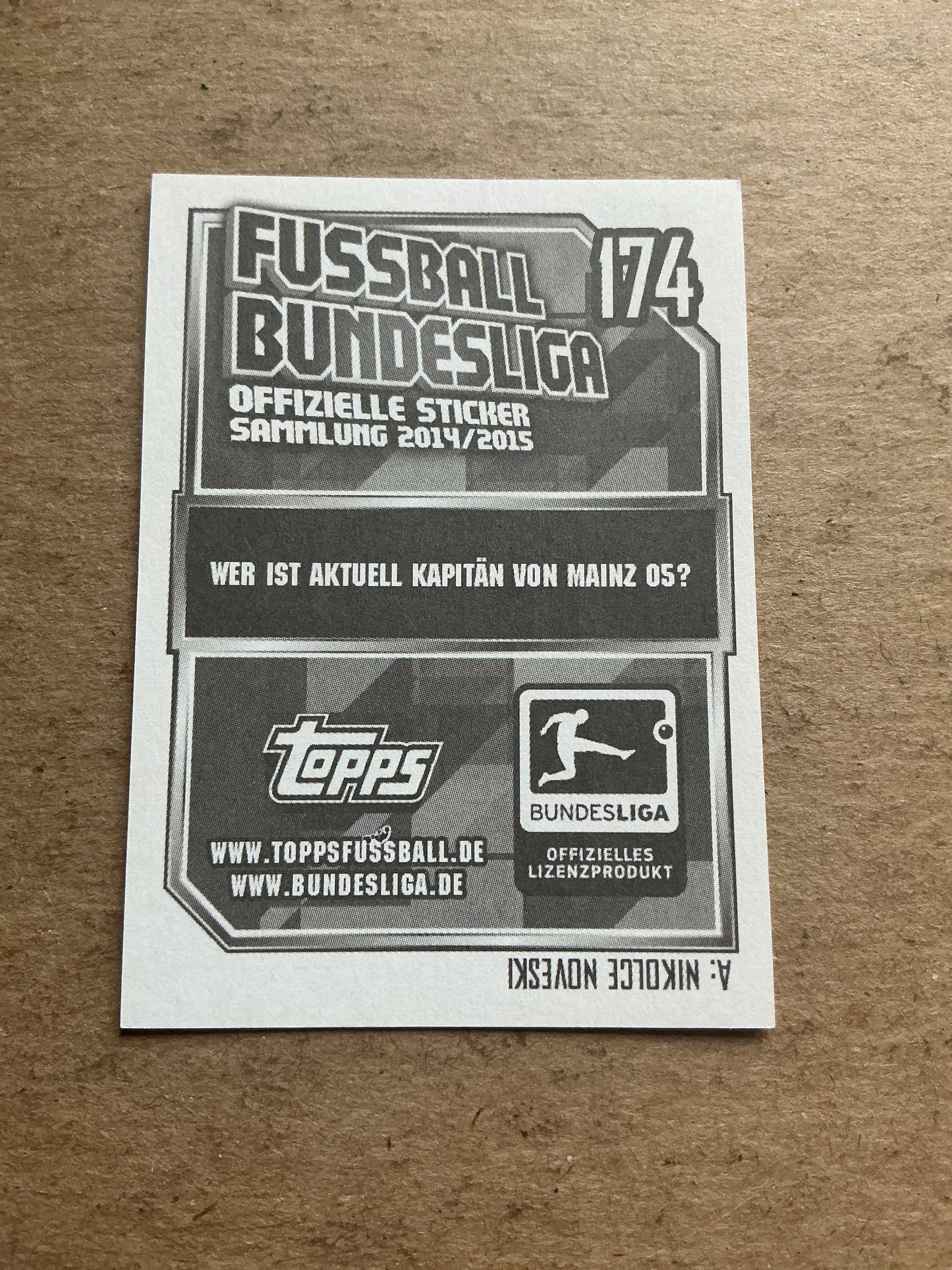 Nico Bungert, Germany π©πͺ FSV Mainz 05 2014/15 Topps hand signed