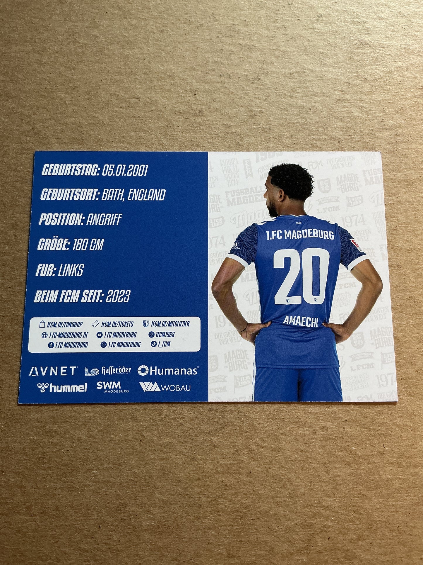 Xavier Amaechi, England 🏴 1.FC Magdeburg 2024/25 hand signed