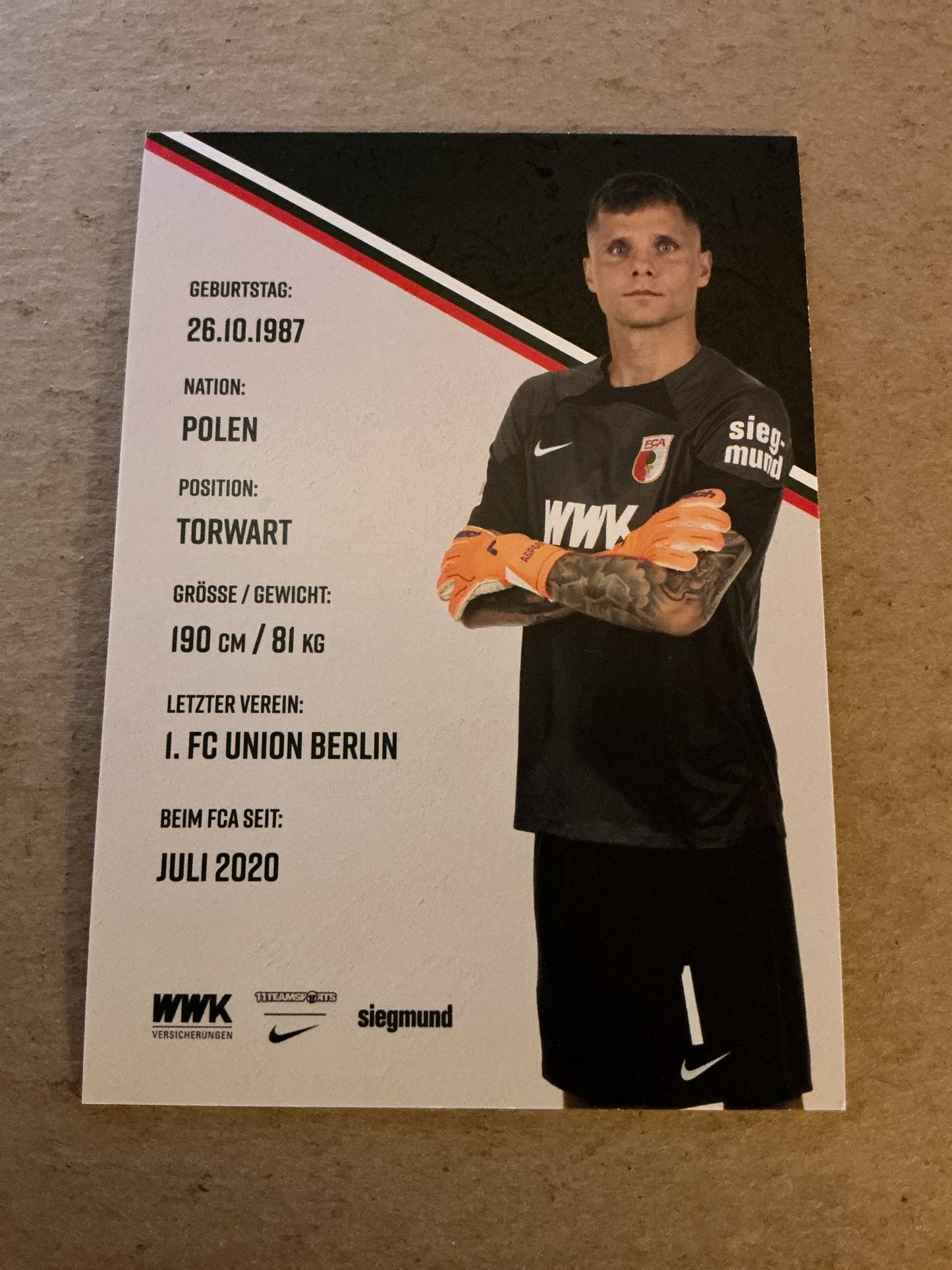 Rafał Gikiewicz, Poland 🇵🇱 FC Augsburg 2022/23 hand signed