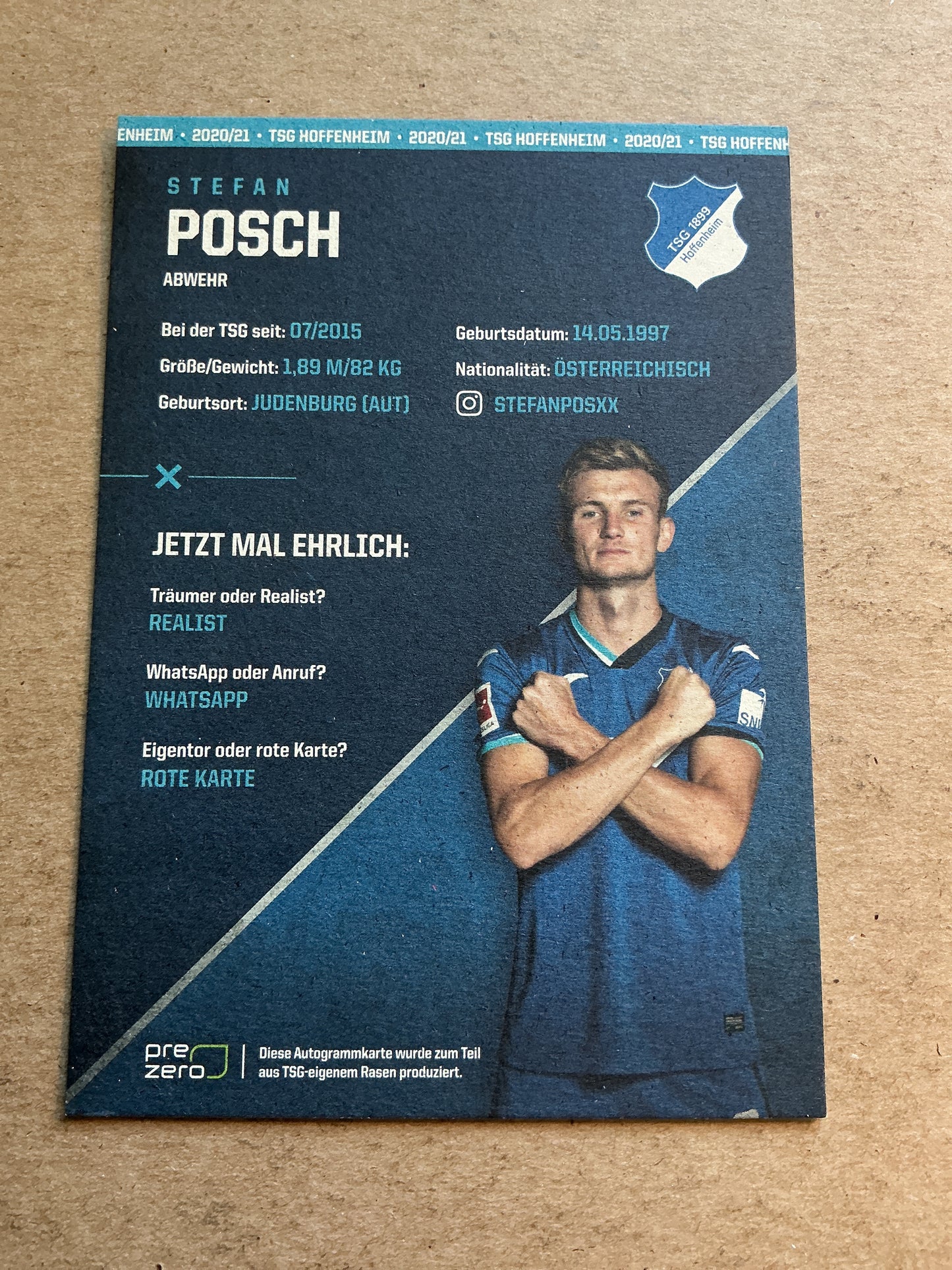 Stefan Posch, Austria 🇦🇹 TSG 1899 Hoffenheim 2020/21 hand signed