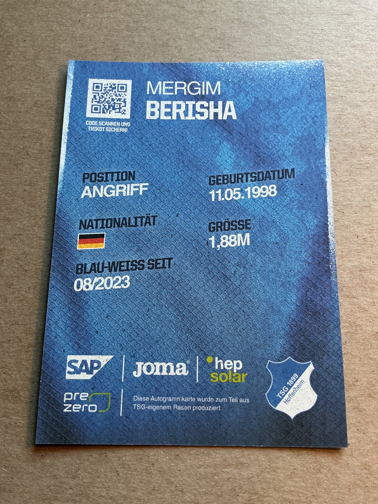 Mergim Berisha, Germany 🇩🇪 TSG 1899 Hoffenheim 2024/25 hand signed