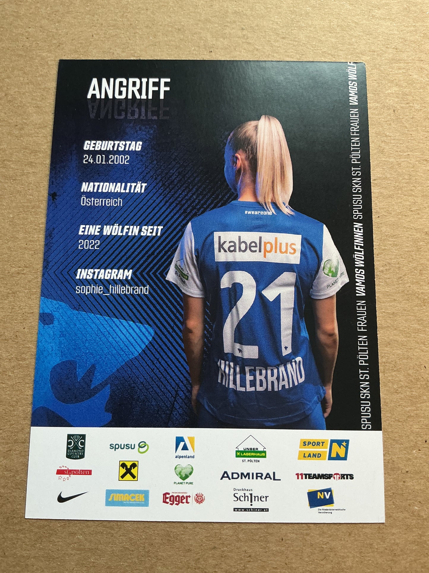 Sophie Hillebrand, Austria 🇦🇹 SKN St.Pölten 2022/23 hand signed