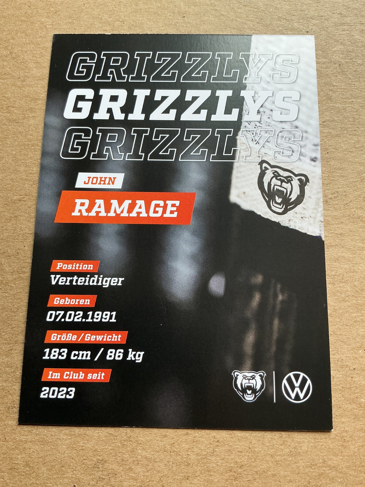 John Ramage, USA 🇺🇸 Grizzlys Wolfsburg 2024/25 hand signed