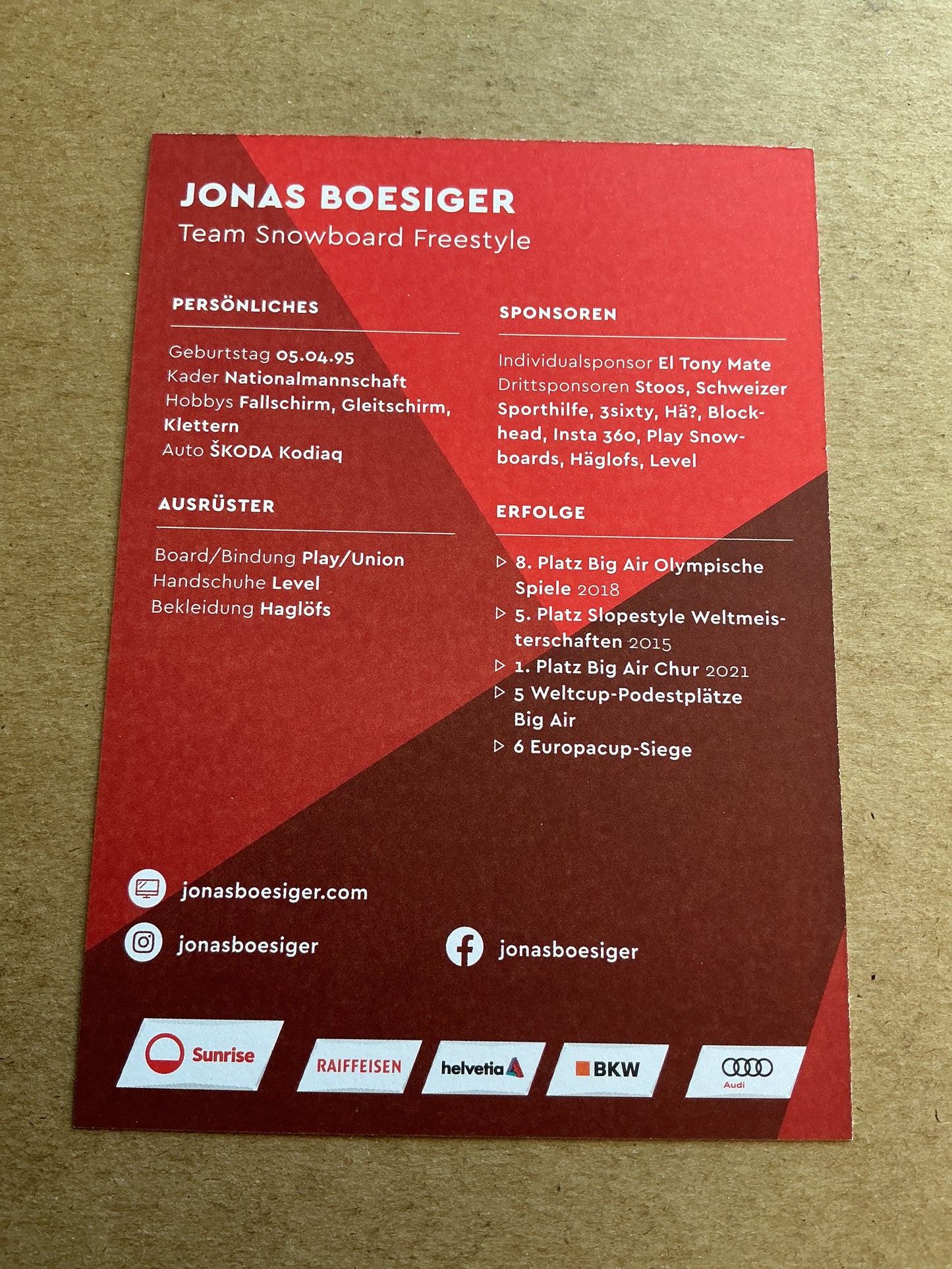 Jonas Boesiger, Switzerland 🇨🇭 Snowboard Winter 2023/24 hand signed