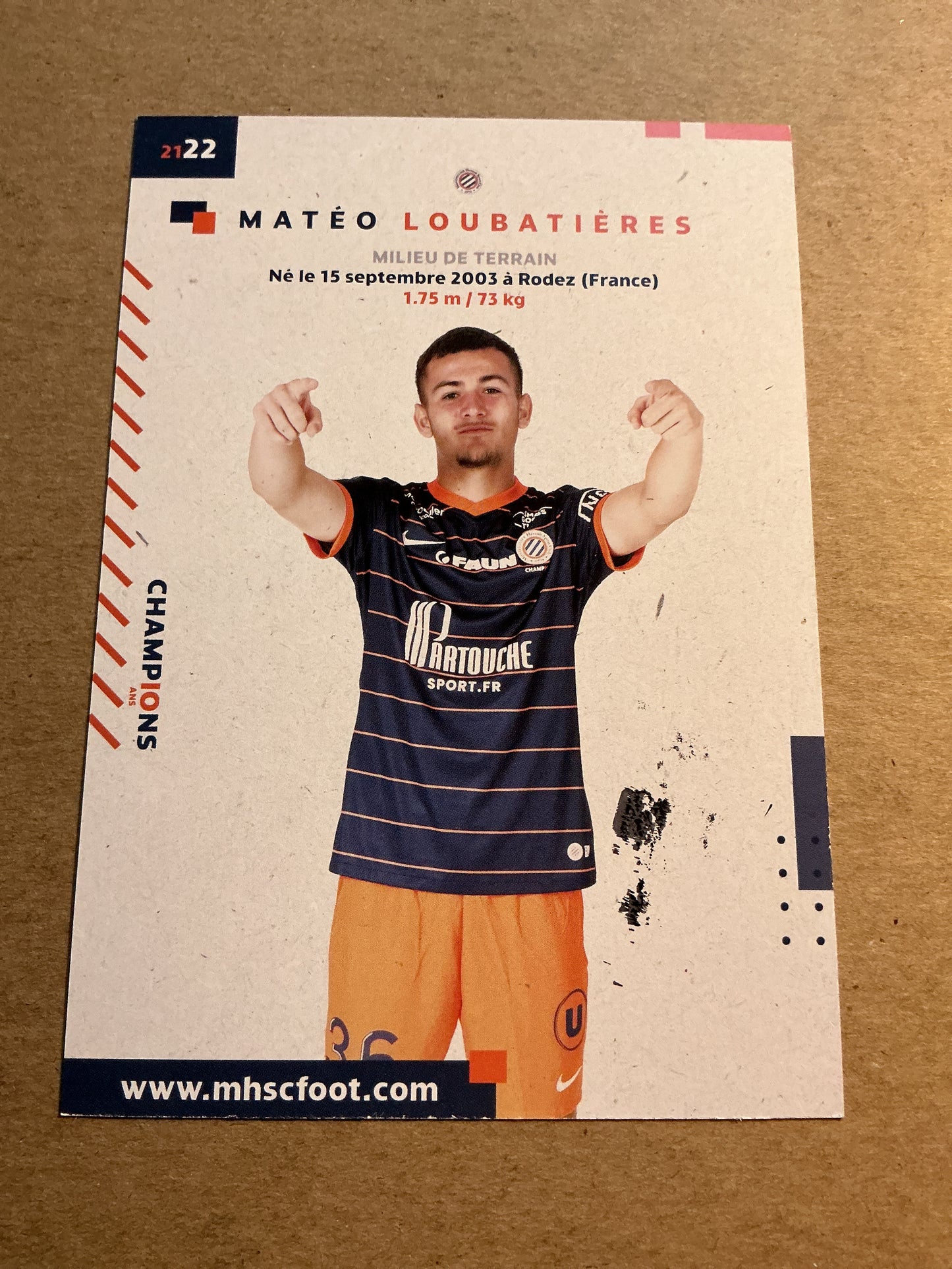 Matéo Loubatières, France 🇫🇷 Montpellier HSC 2021/22 hand signed