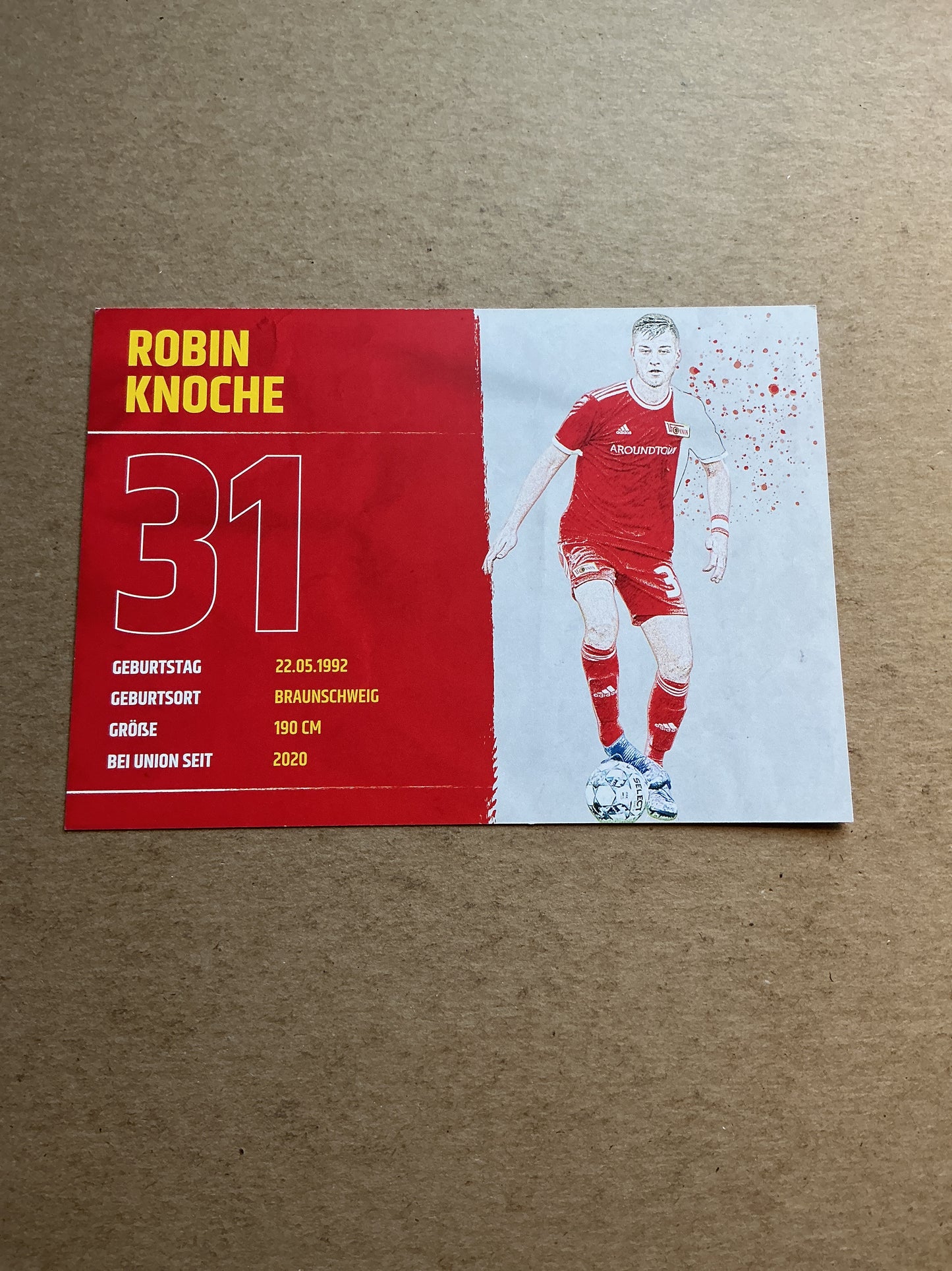 Robin Knoche, Germany π©πͺ 1.FC Union Berlin 2021/22 hand signed