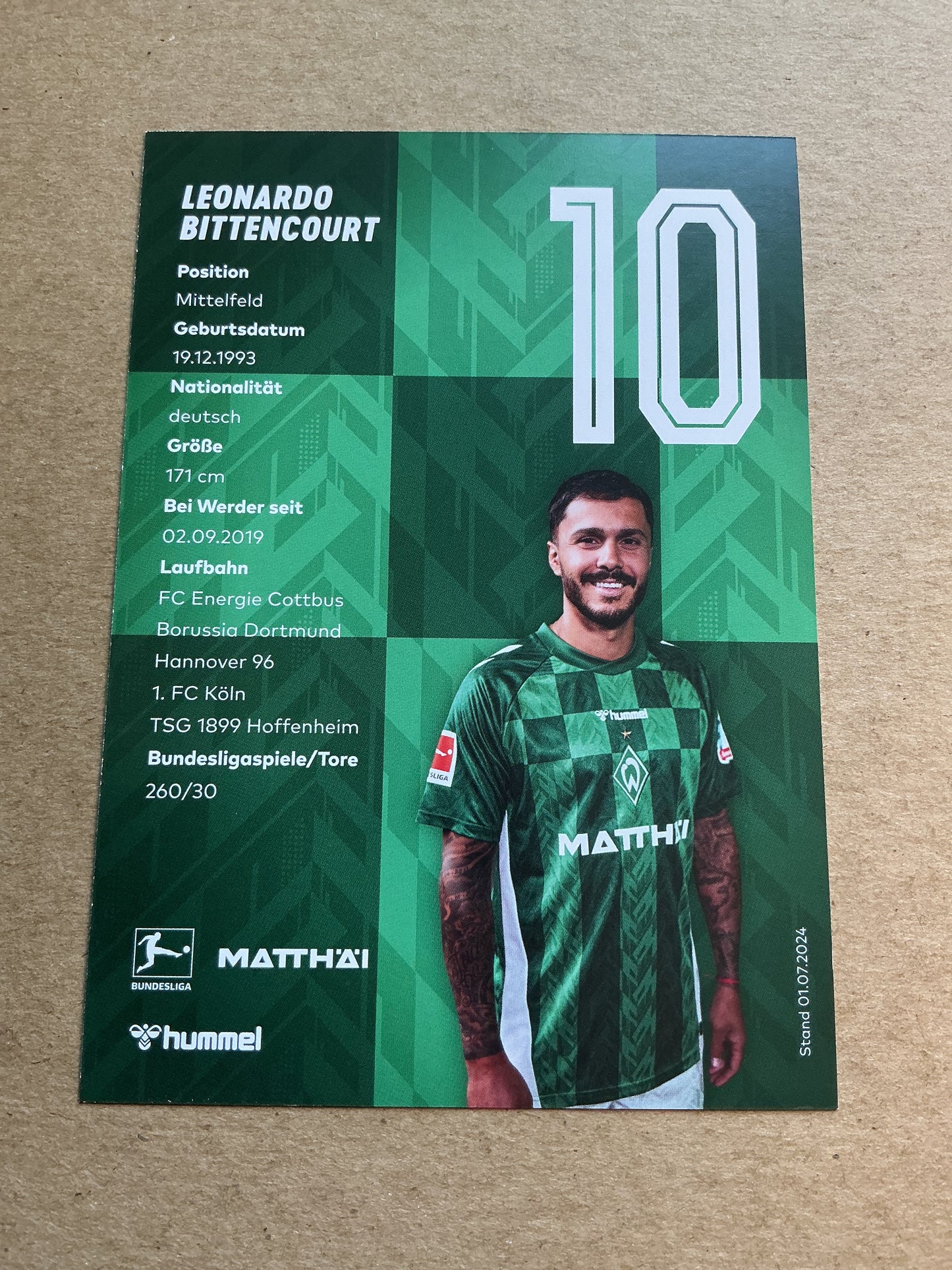 Leonardo Bittencourt, Germany 🇩🇪 SV Werder Bremen 2024/25 hand signed