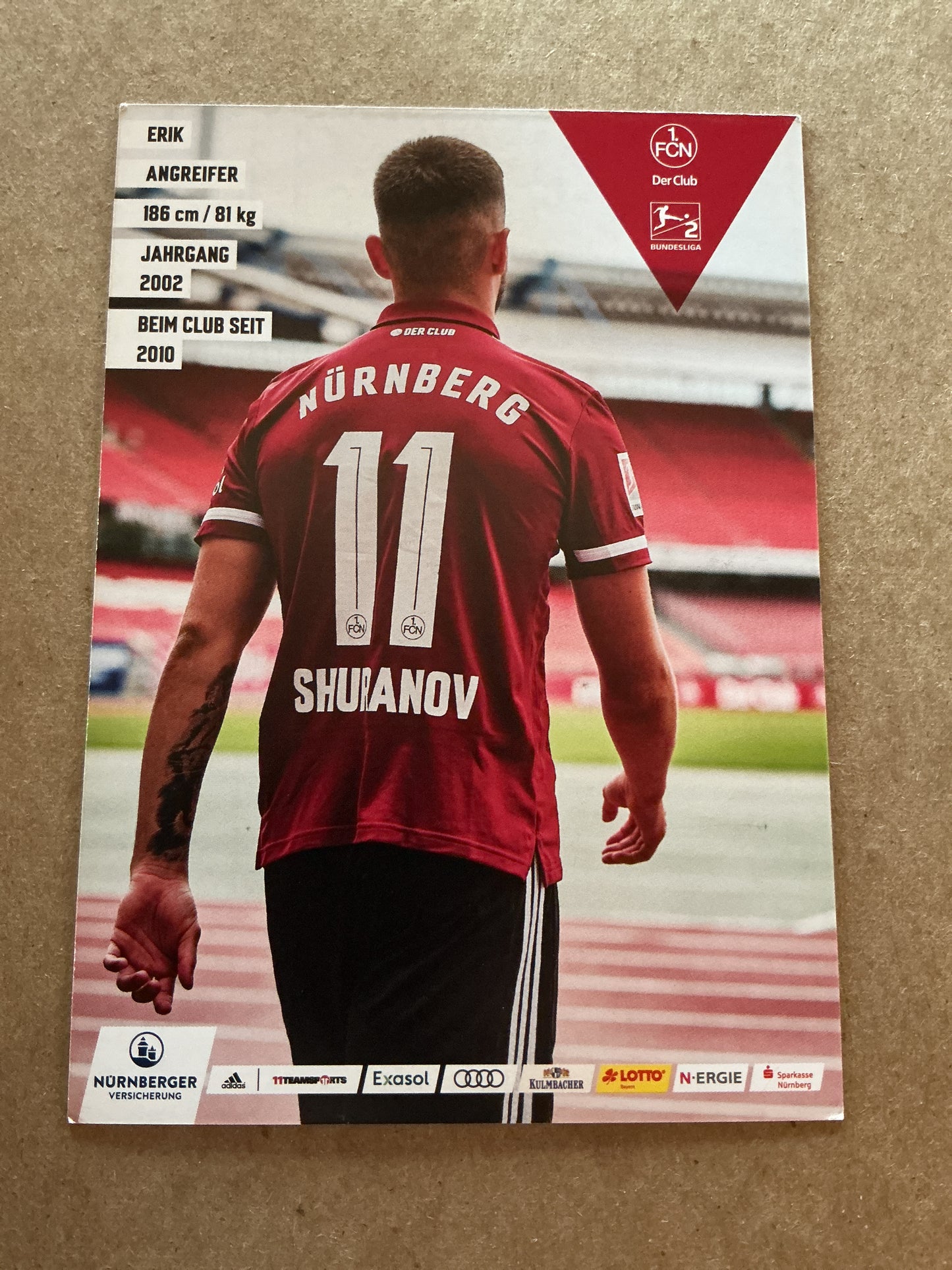 Erik Shuranov, Germany 🇩🇪 1.FC Nürnberg 2021/22 hand signed