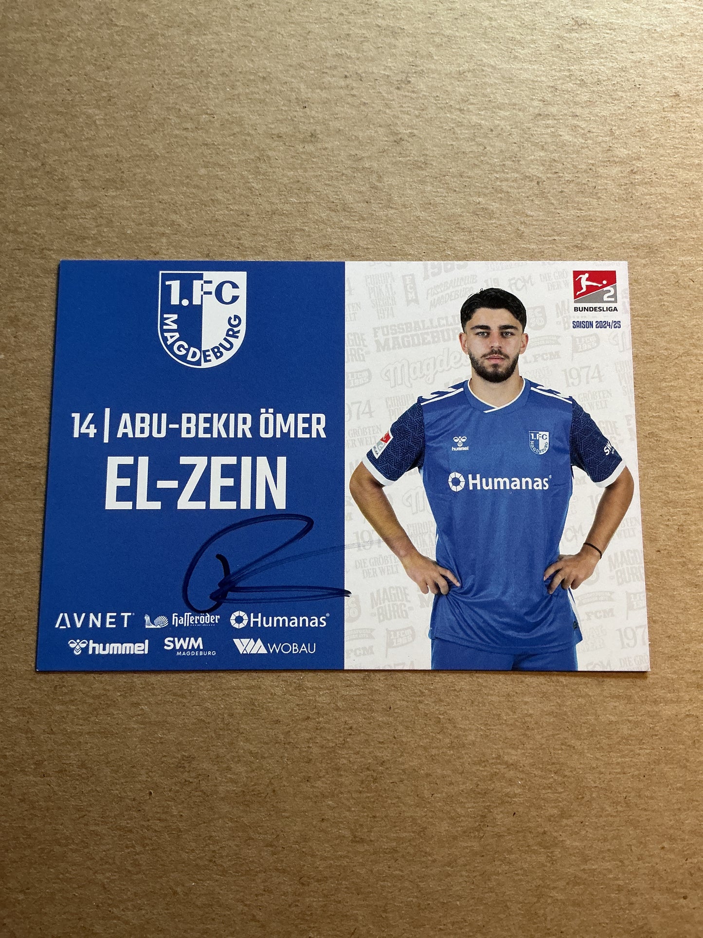 Abu-Bekir El-Zein, Germany 🇩🇪 1.FC Magdeburg 2024/25 hand signed