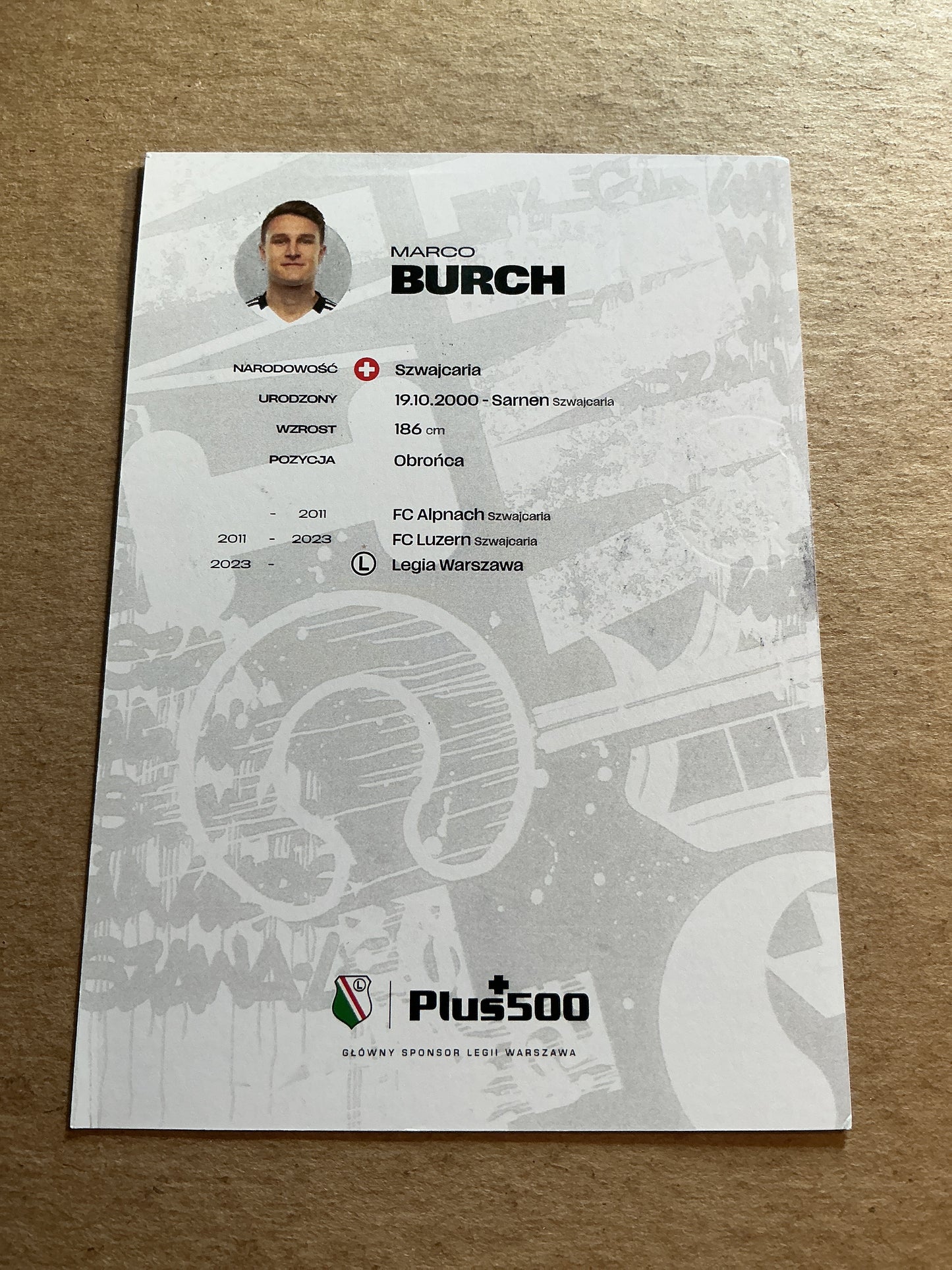 Marco Burch, Switzerland 🇨🇭 Legia Warsaw 2024/25 hand signed
