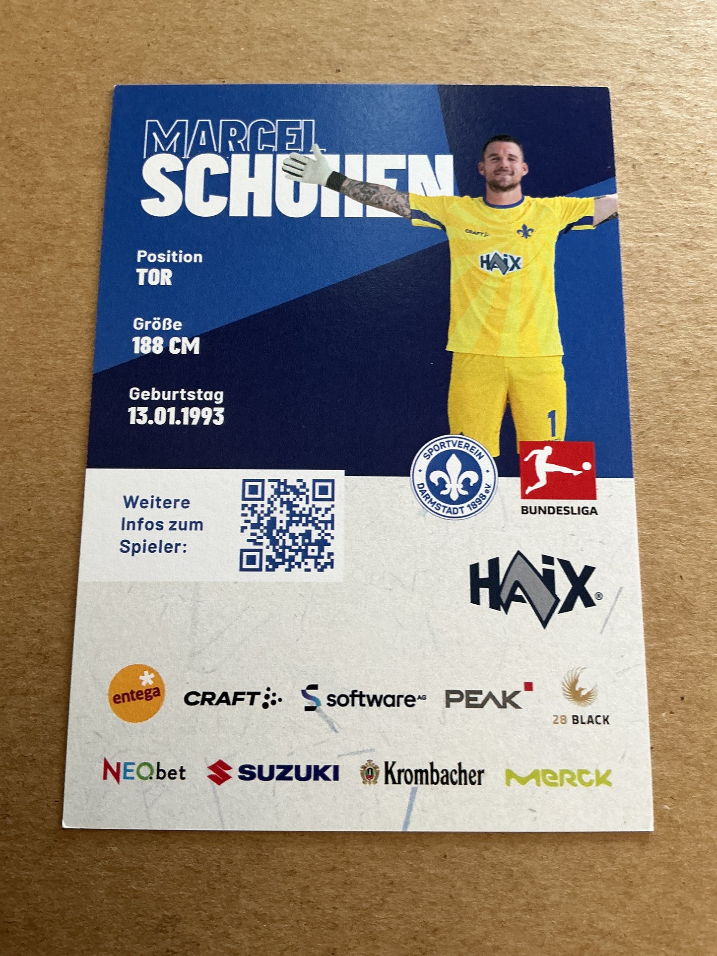 Marcel Schuhen, Germany 🇩🇪 SV Darmstadt 98 2023/24 hand signed