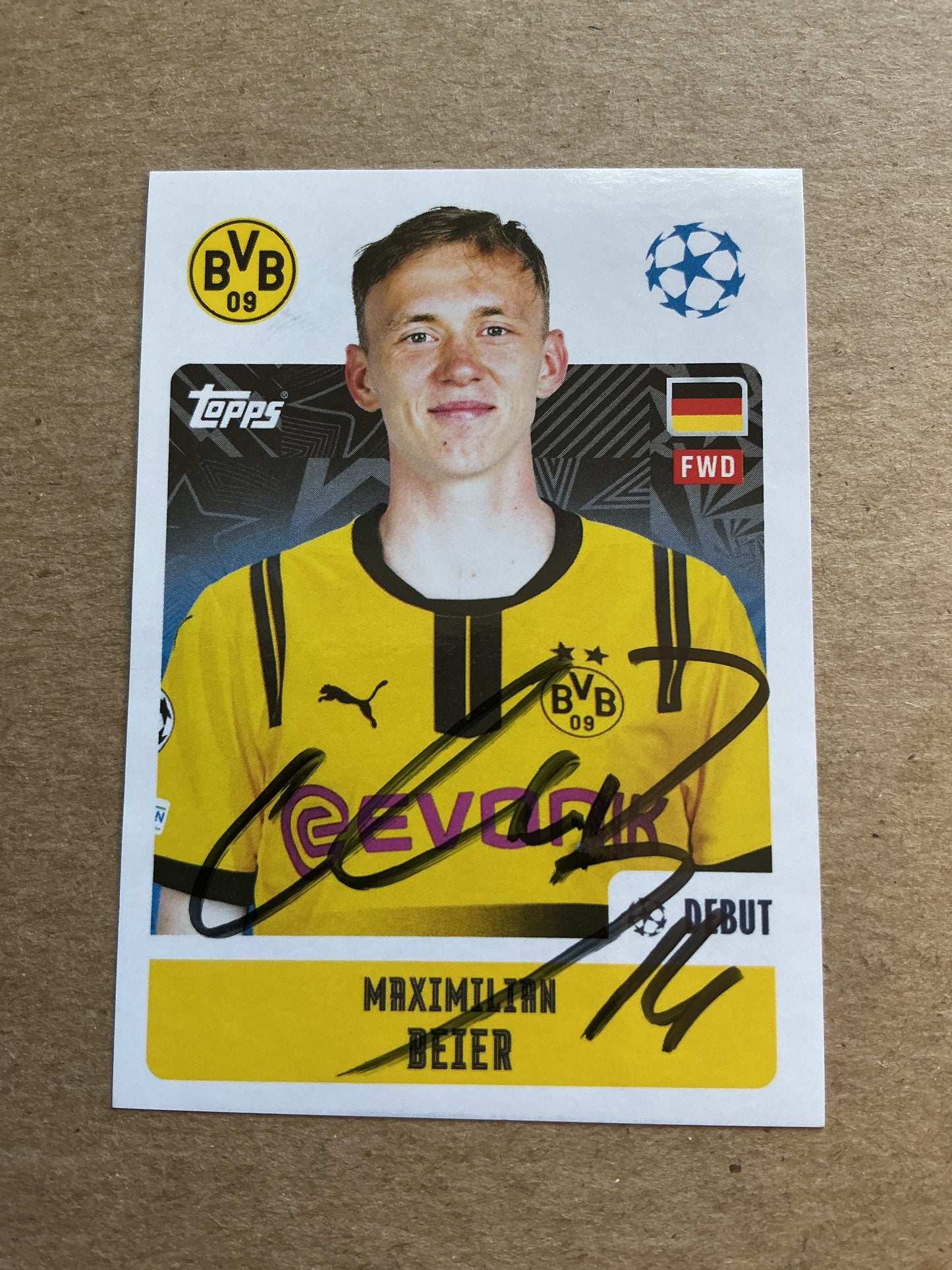 Maximilian Beier, Germany 🇩🇪 Borussia Dortmund 2024/25 Topps hand signed