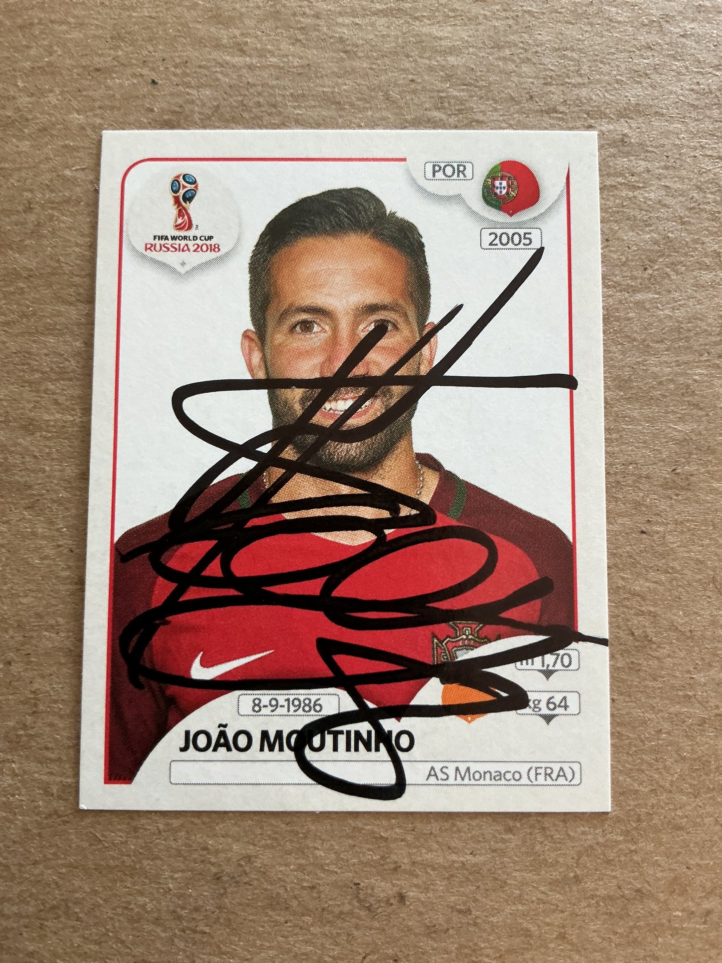 Joao Moutinho, Portugal 🇵🇹 FIFA World Cup 2018 Panini hand signed