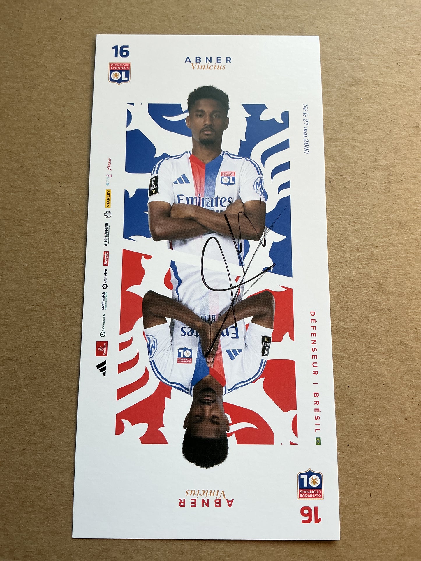 Abner Vinicius, Brazil 🇧🇷 Olympique Lyon 2024/25 hand signed