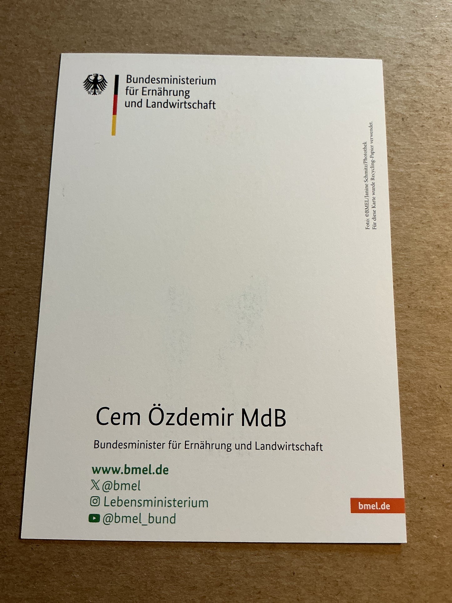 Cem Özdemir, Germany 🇩🇪 Minister of Food and Agriculture 2025 hand signed