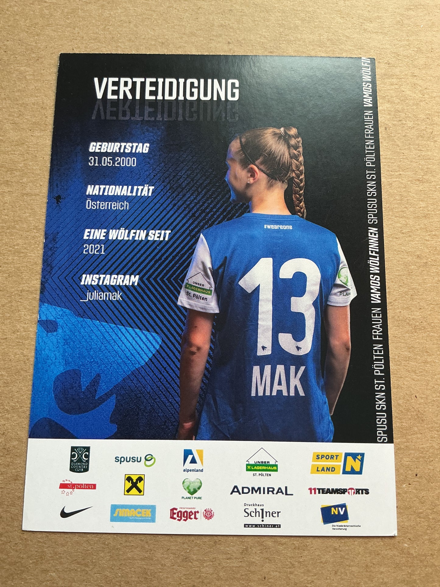 Julia Mak, Austria 🇦🇹 SKN St.Pölten 2022/23 hand signed