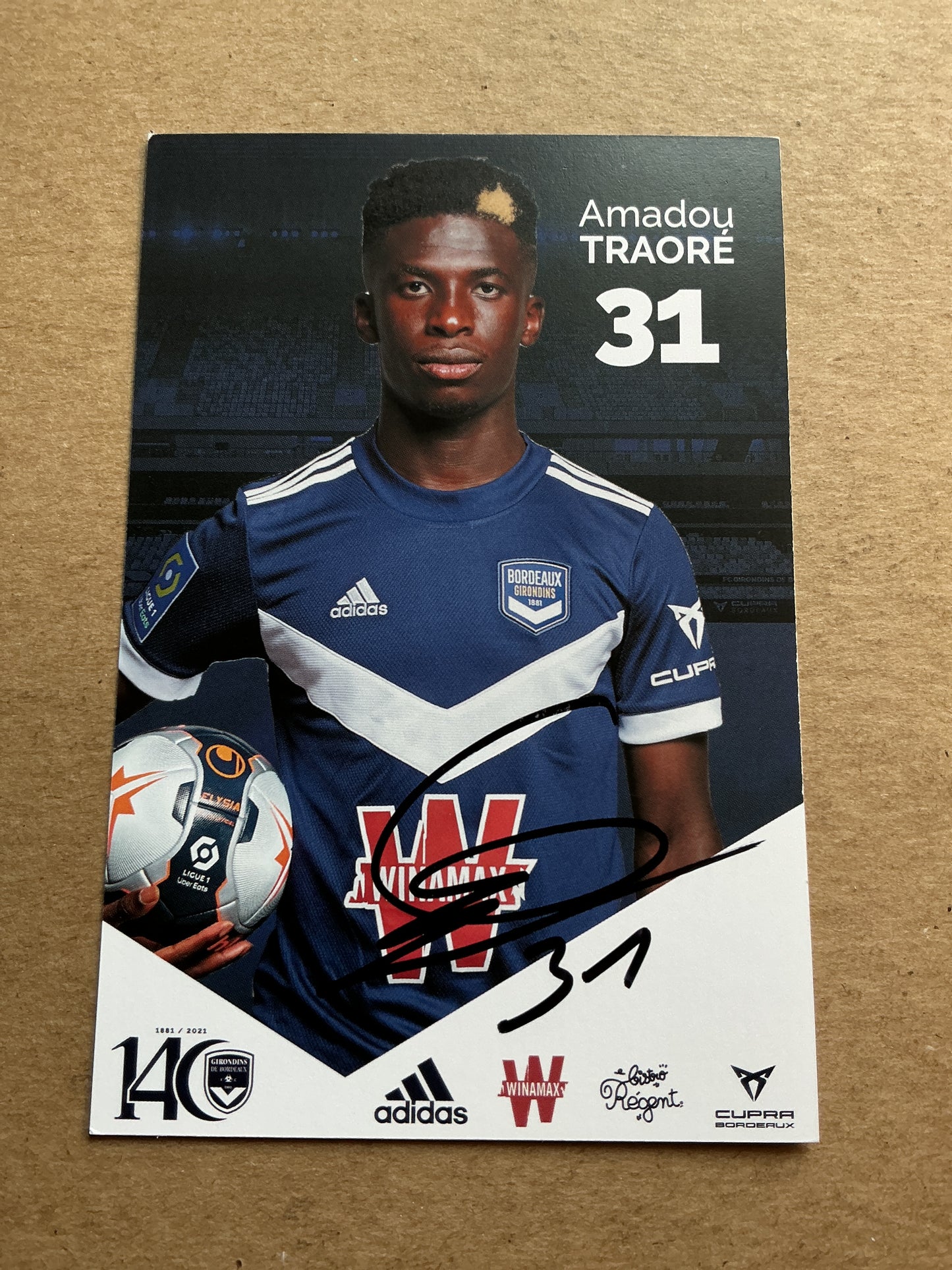 Amadou Traore, France 🇫🇷 Girondins Bordeaux 2021/22 hand signed