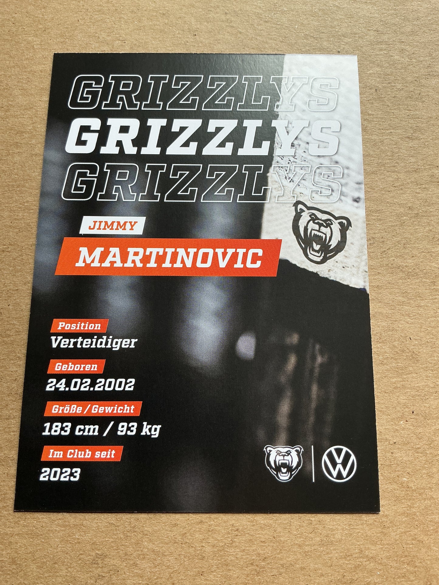 Jimmy Martinovic, Germany 🇩🇪 Grizzlys Wolfsburg 2024/25 hand signed