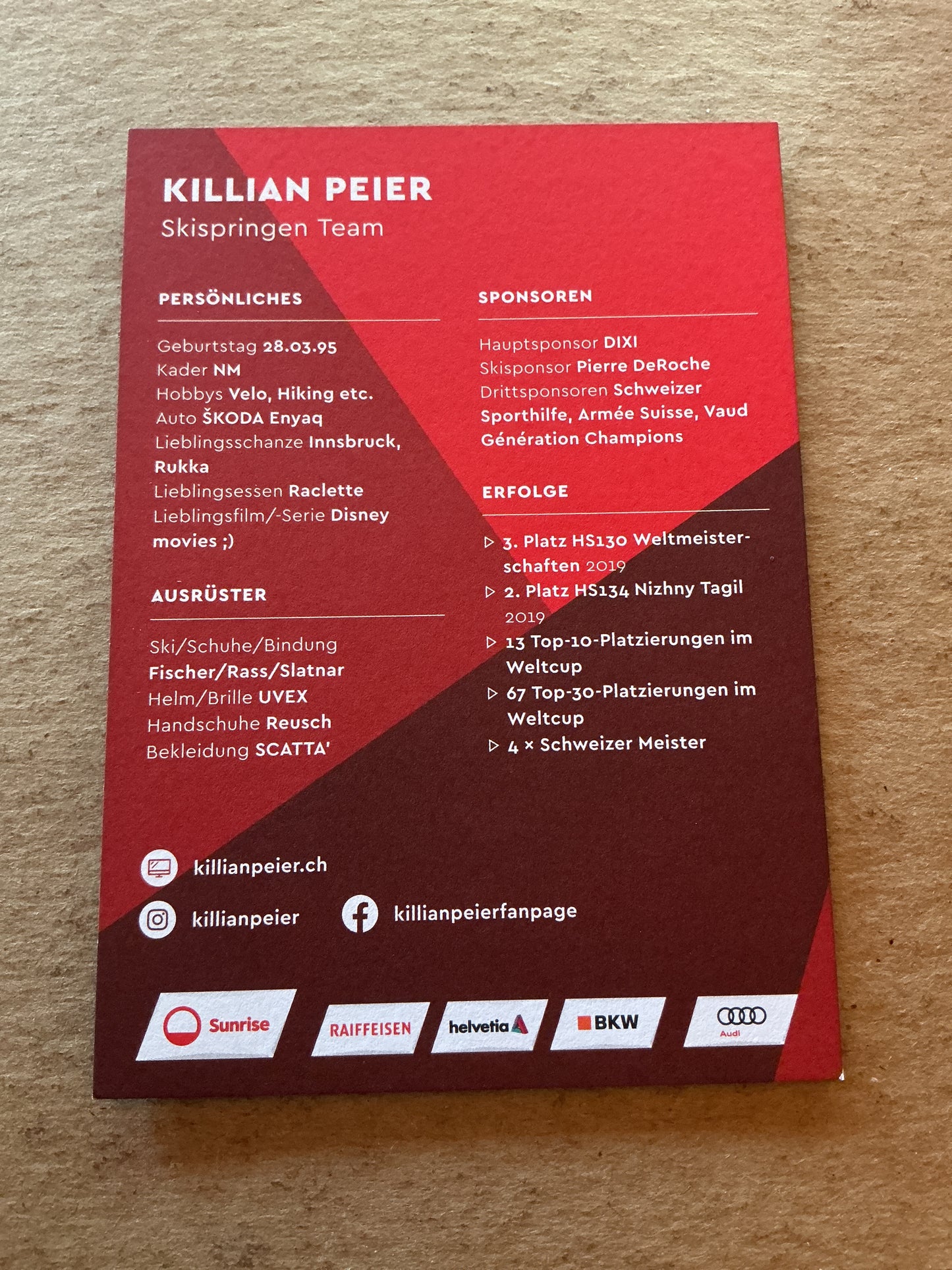 Killian Peier, Switzerland 🇨🇭 Ski Jumping 2023/24 hand signed