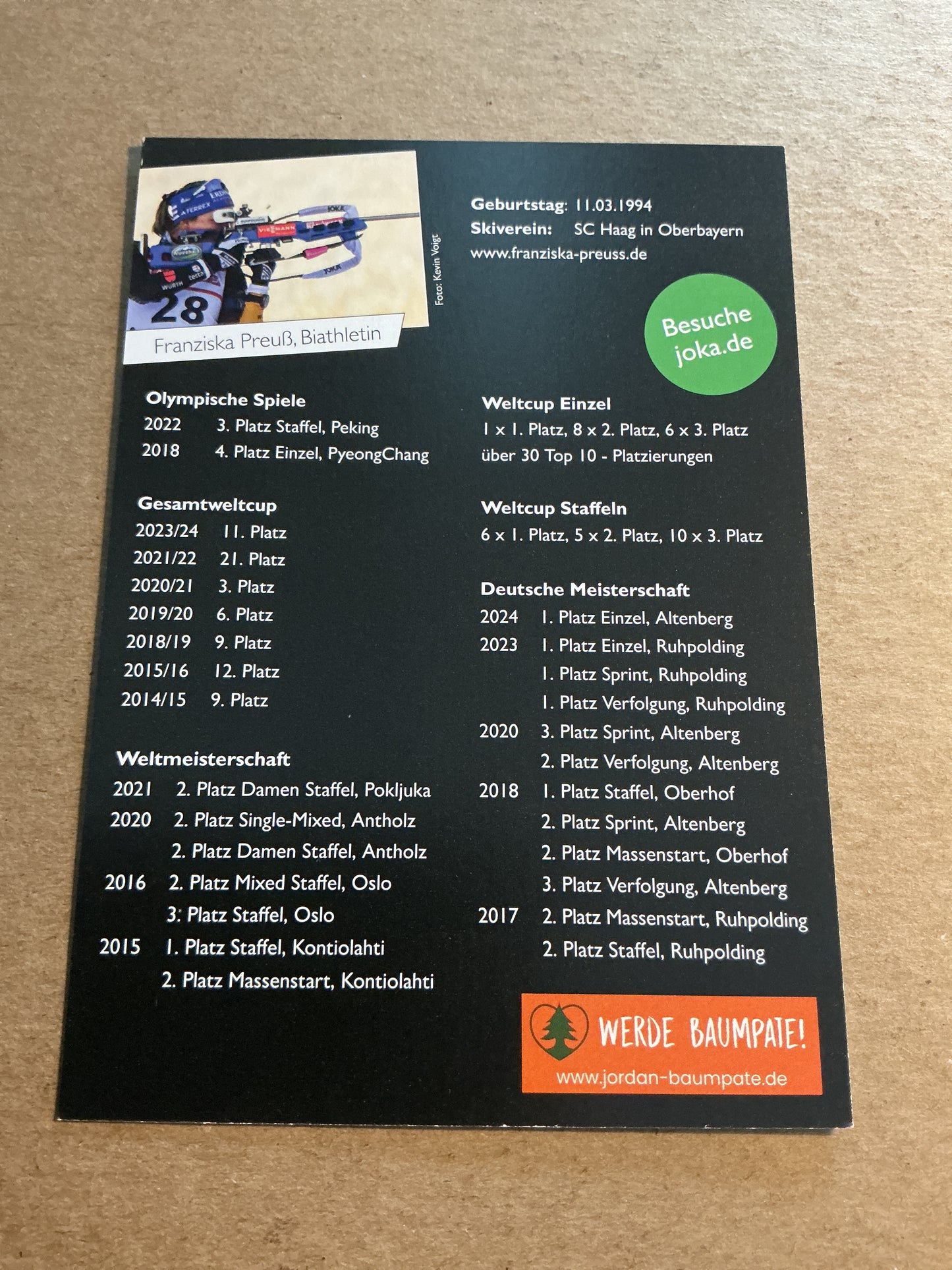 Franziska Preuß, Germany 🇩🇪 Biathlon Winter Sports 2024/25 hand signed