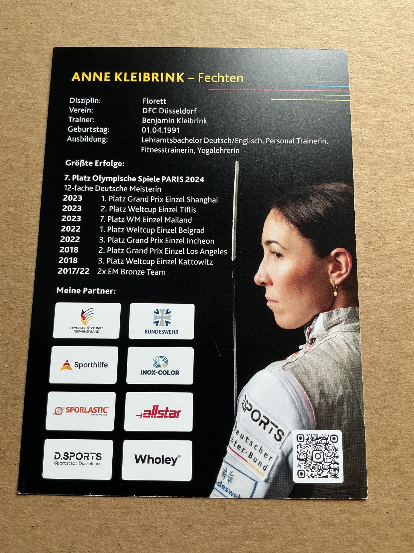 Anne Kleibrink, Germany 🇩🇪 Fencing Summer Olympics 2024 hand signed