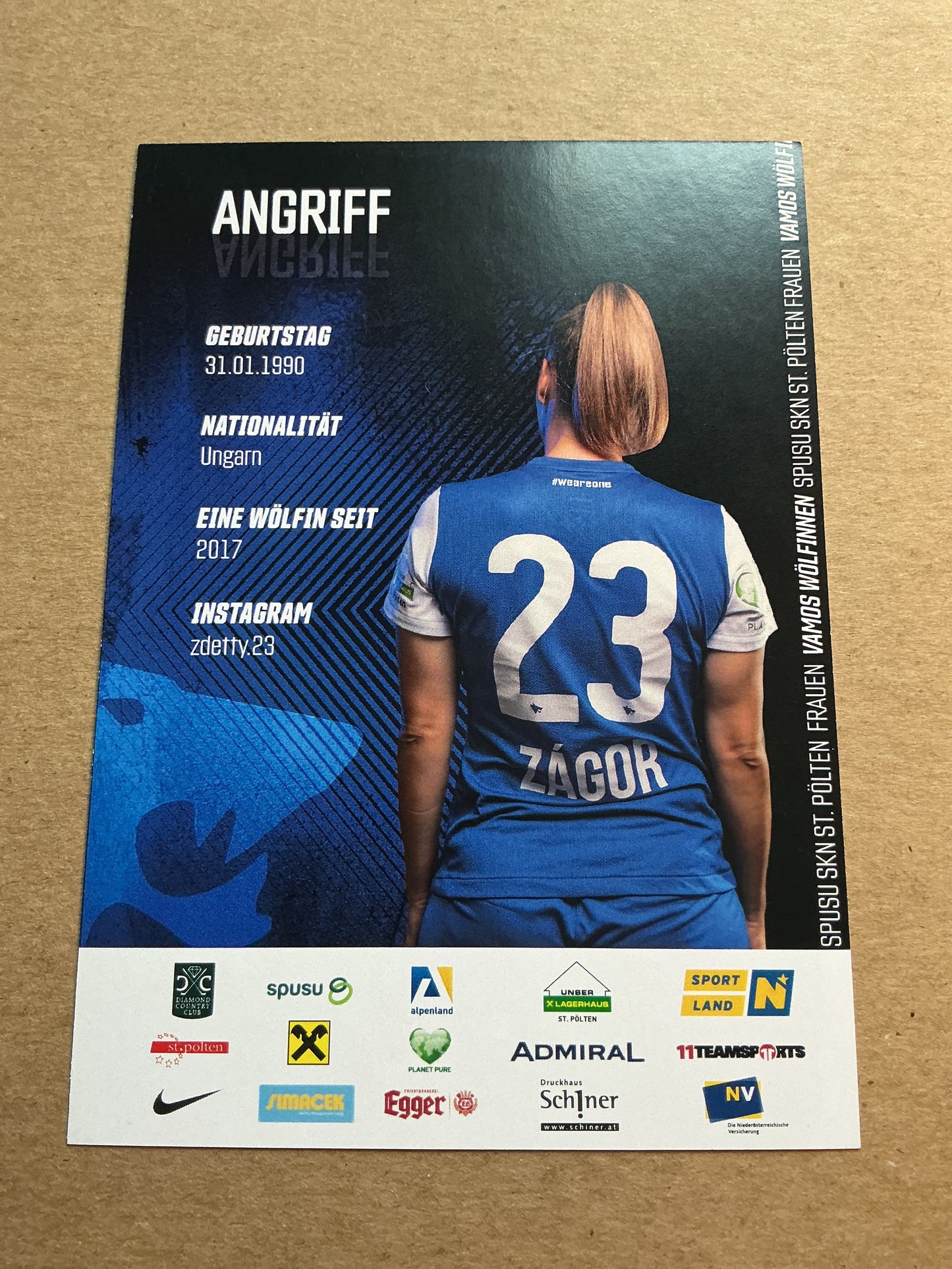 Bernadett Zagor, Hungary 🇭🇺 SKN St.Pölten 2022/23 hand signed