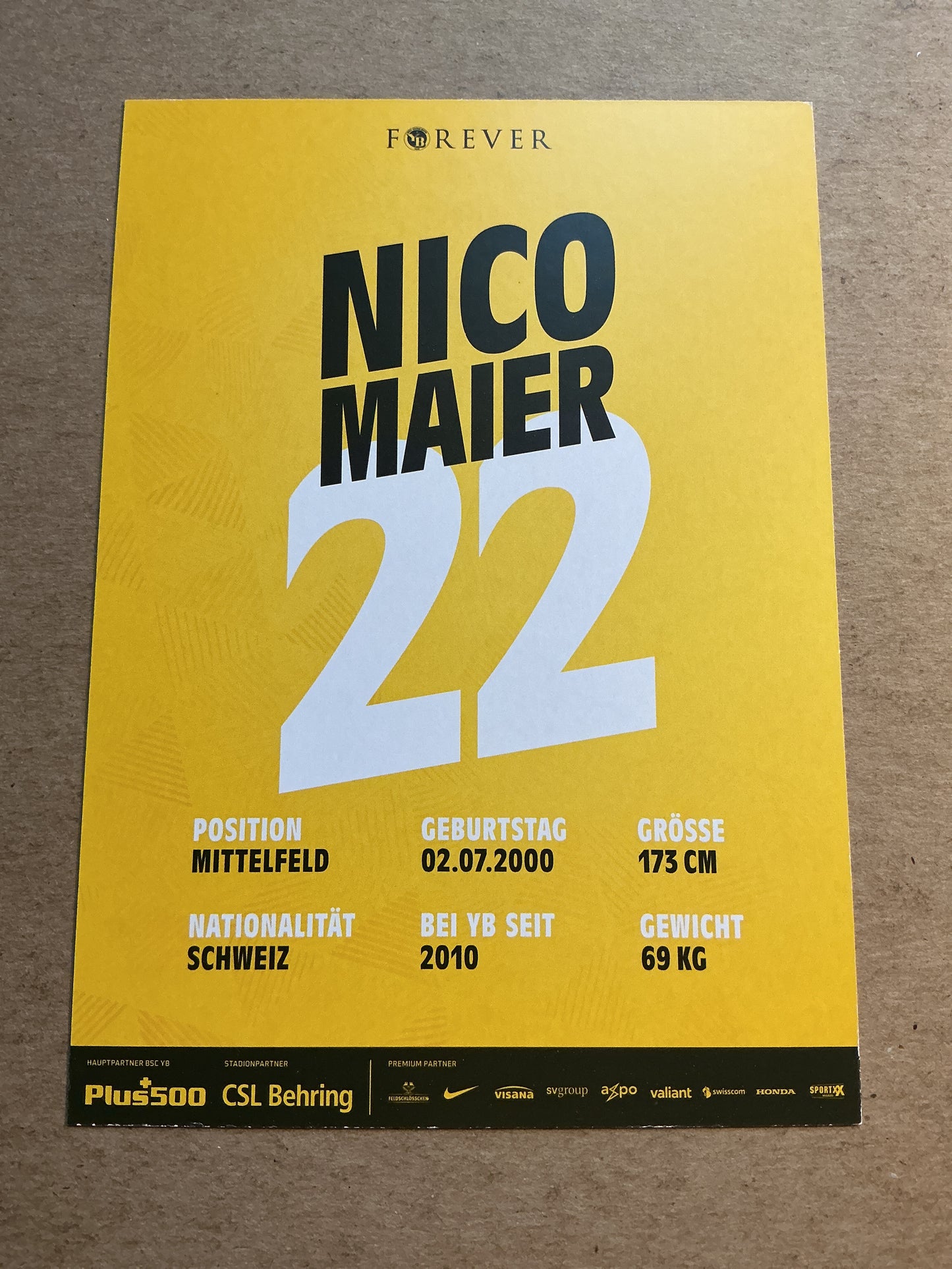 Nico Maier, Switzerland 🇨🇭 BSC Young Boys 2020/21 hand signed