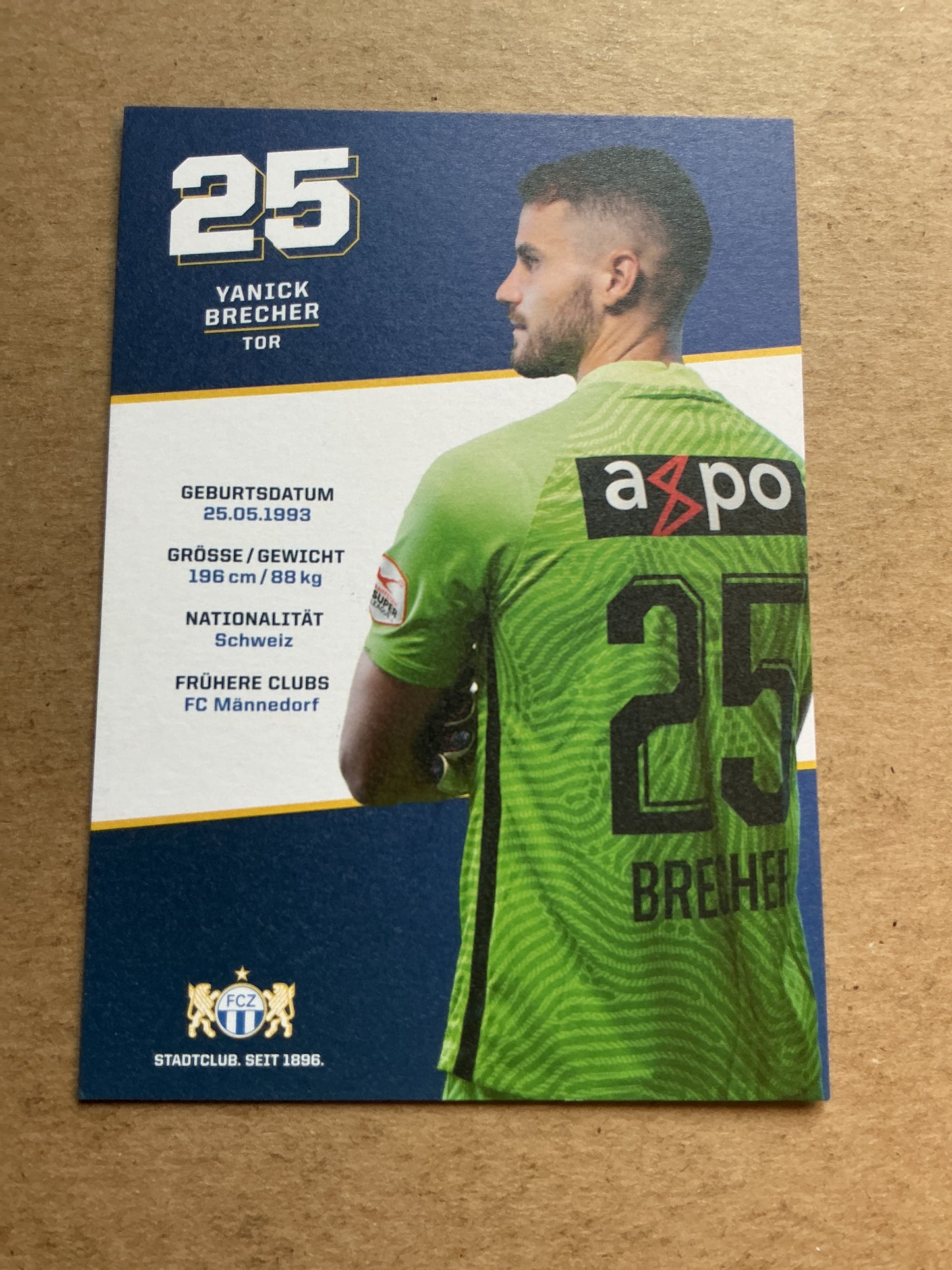 Yanick Brecher, Switzerland 🇨🇭 FC Zürich 2020/21 hand signed