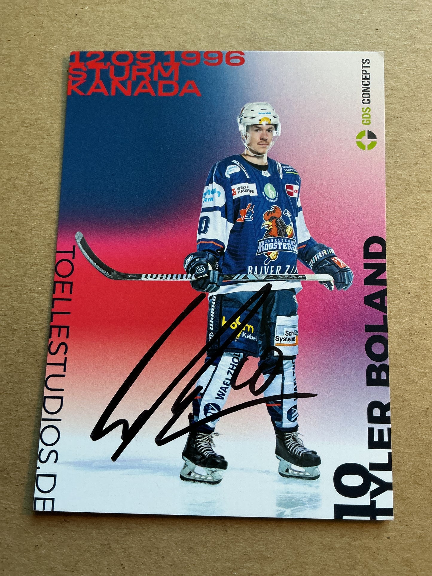Tyler Boland, Canada 🇨🇦 Iserlohn Roosters 2024/25 hand signed