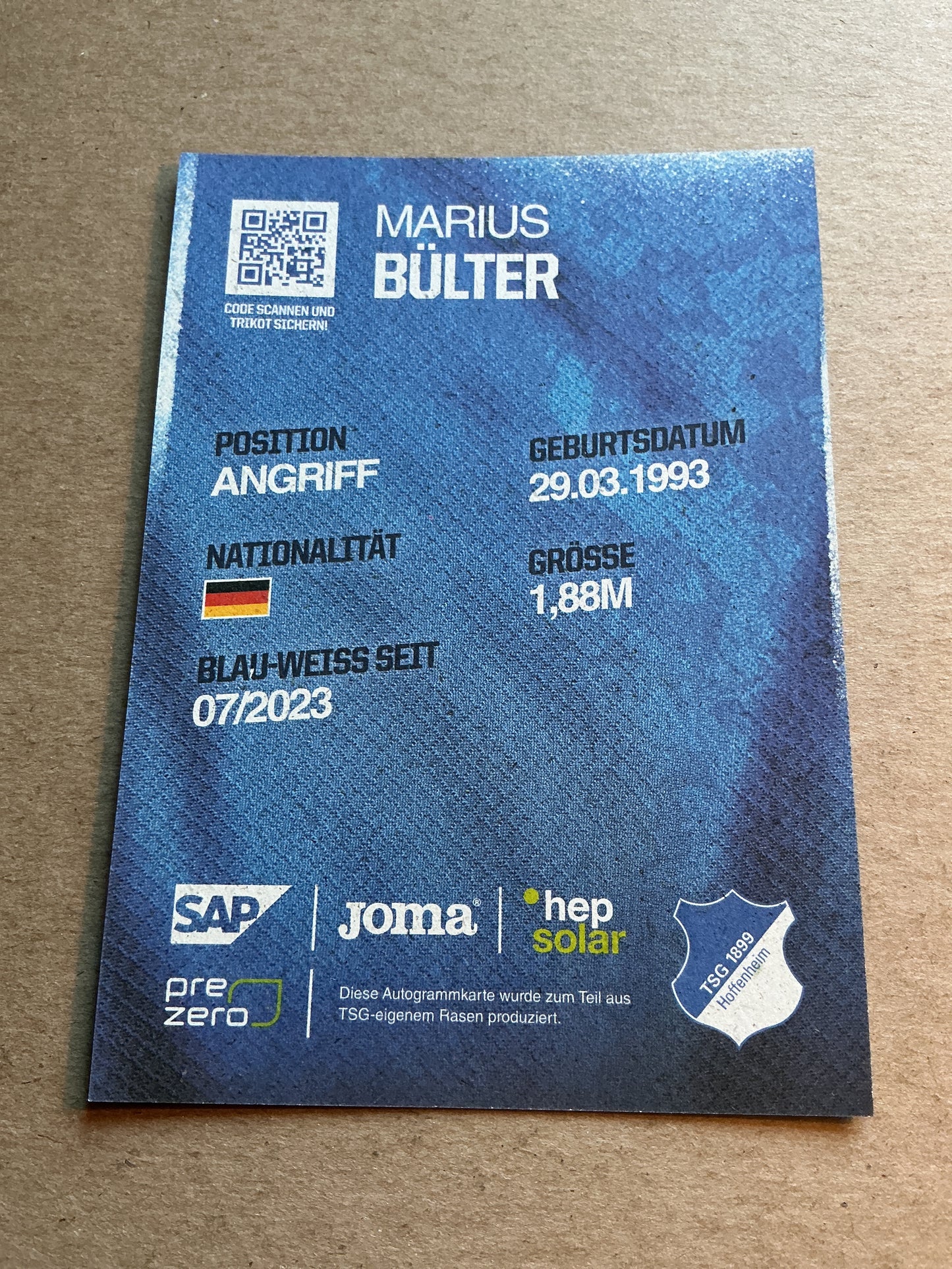 Marius Bülter, Germany 🇩🇪 TSG 1899 Hoffenheim 2024/25 hand signed