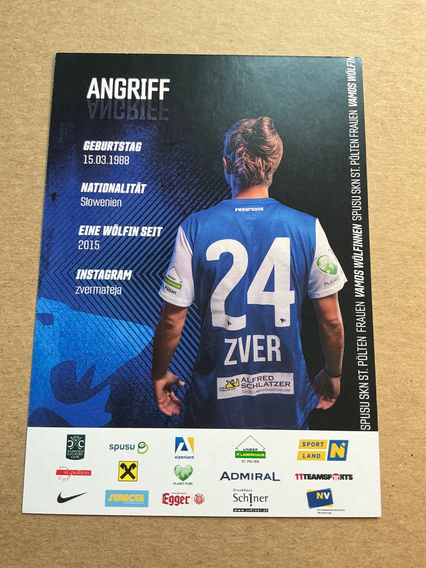 Mateja Zver, Slovenia 🇸🇮 SKN St.Pölten 2022/23 hand signed