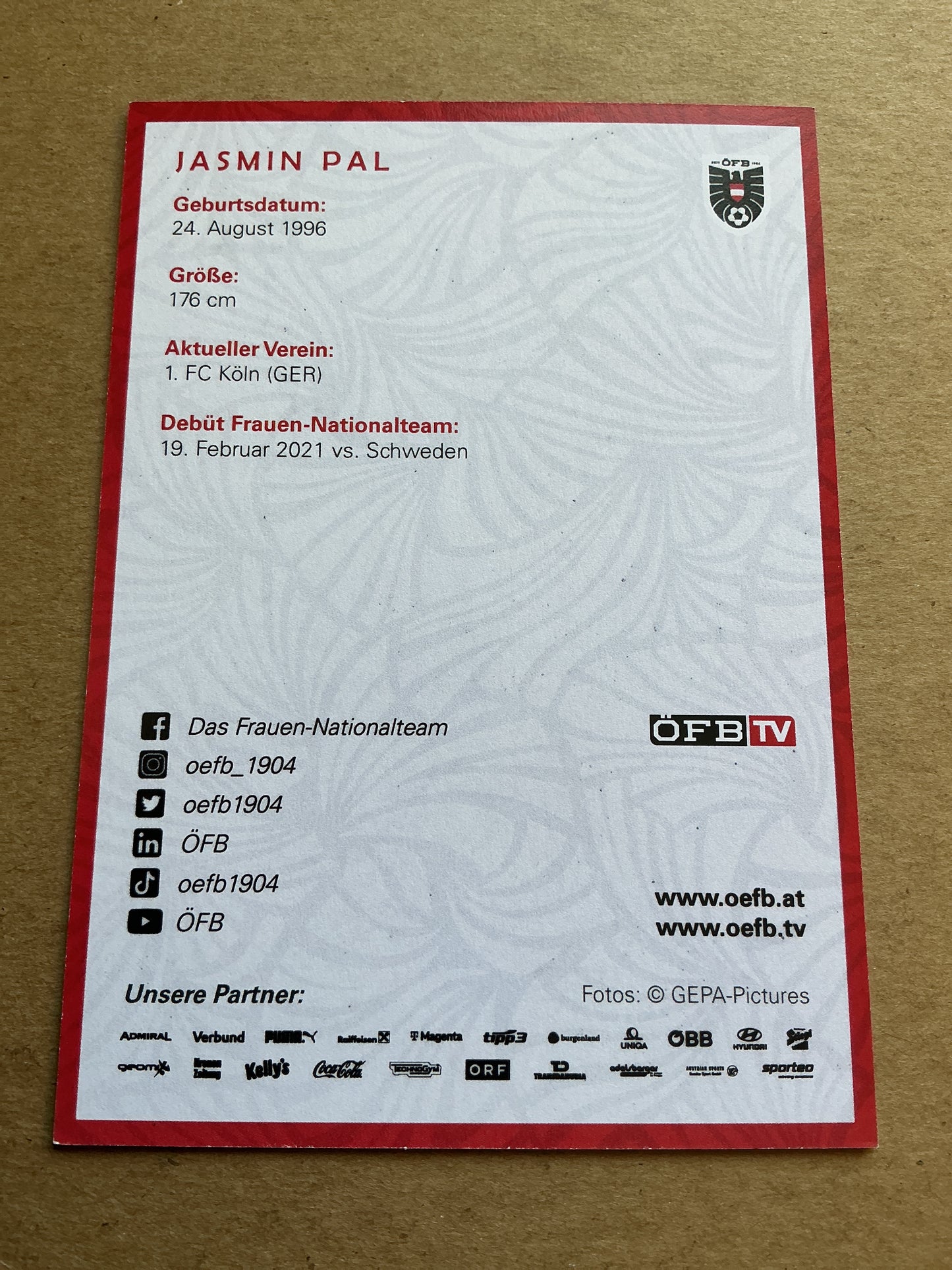 Jasmin Pal, Austria 🇦🇹 2024 1.FC Köln hand signed