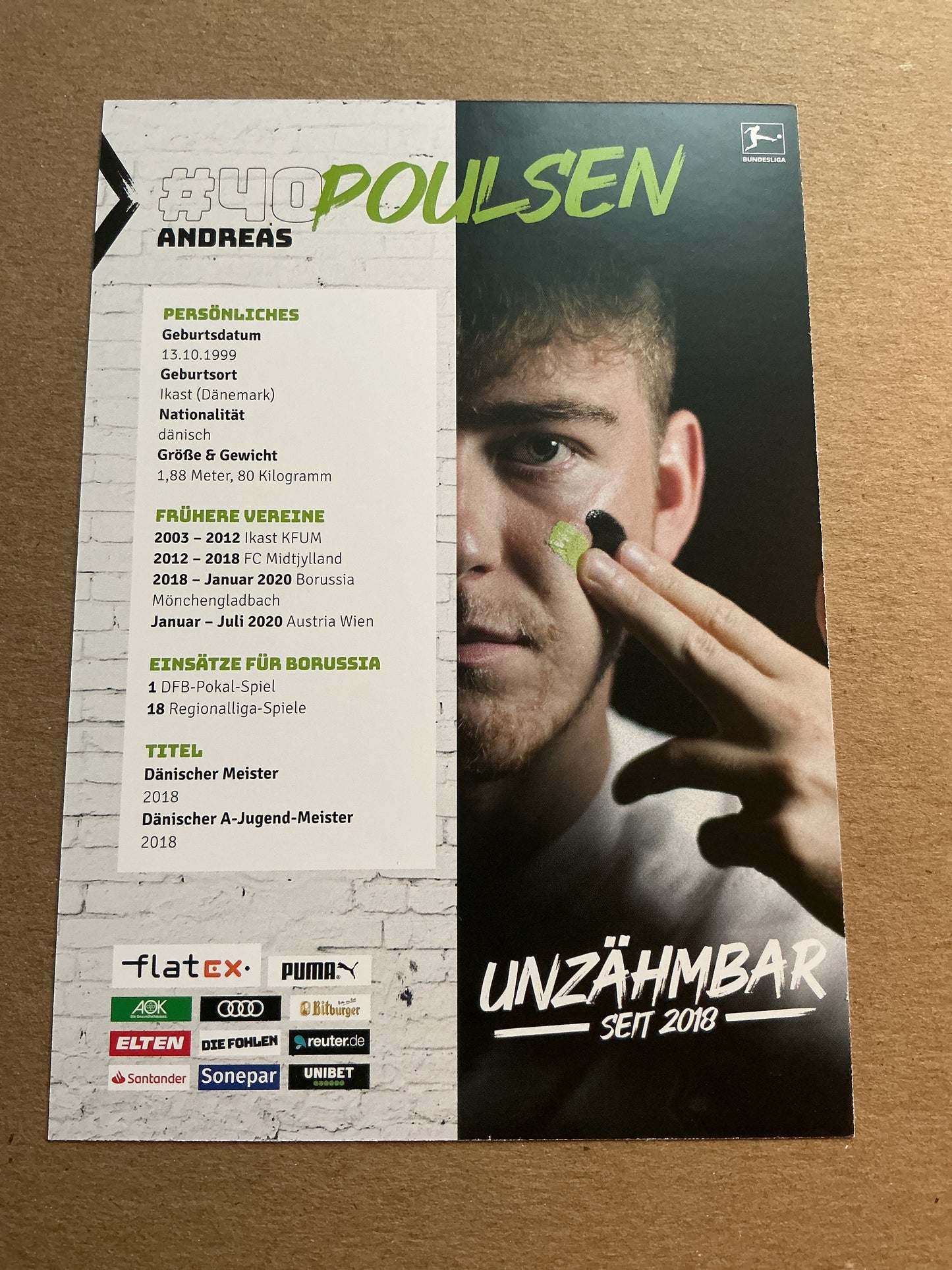 Andreas Poulsen, Denmark 🇩🇰 Borussia Mönchengladbach 2020/21 hand signed