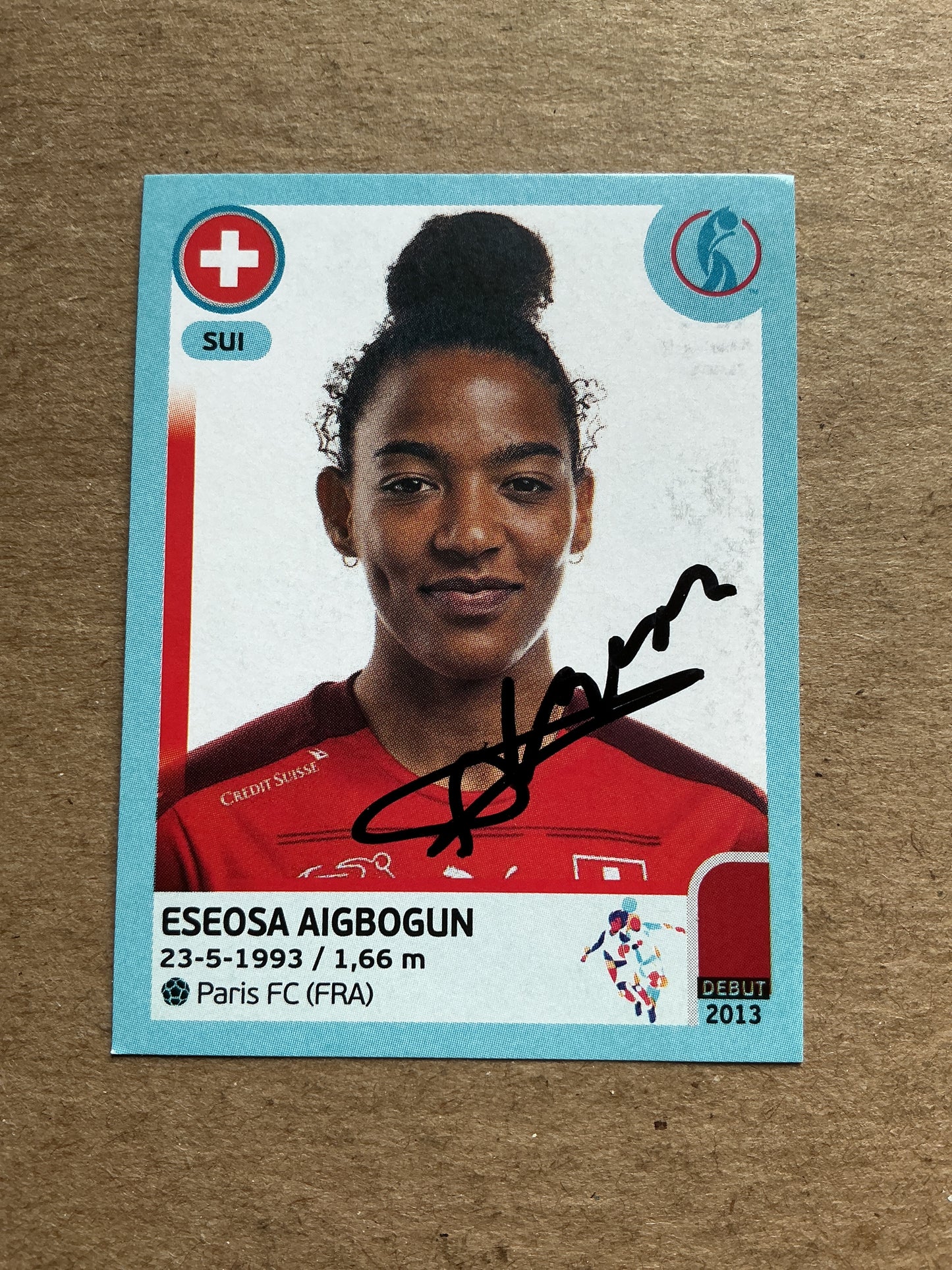 Eseosa Aigbogun, Switzerland 🇨🇭 UEFA Women’s Euro Cup 2022 Panini hand signed