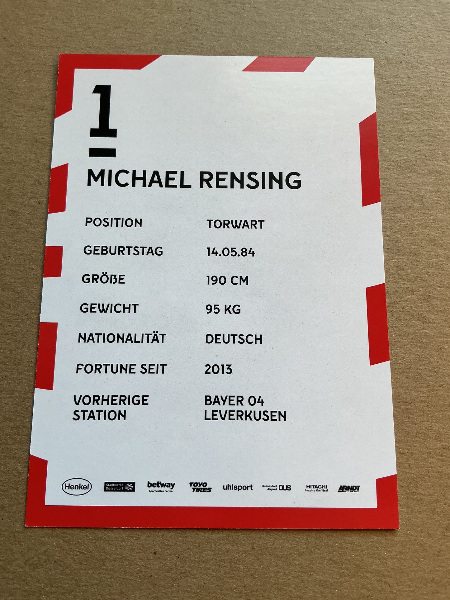 Michael Rensing, Germany 🇩🇪 Fortuna Düsseldorf 2019/20 hand signed