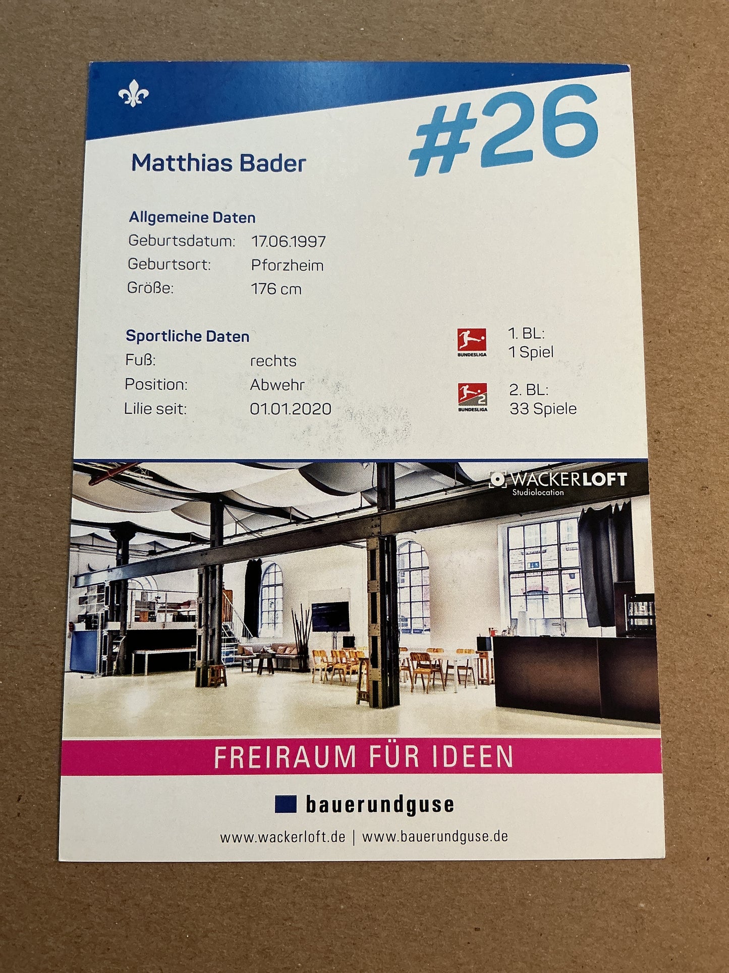 Matthias Bader, Germany π©πͺ SV Darmstadt 98 2020/21 hand signed