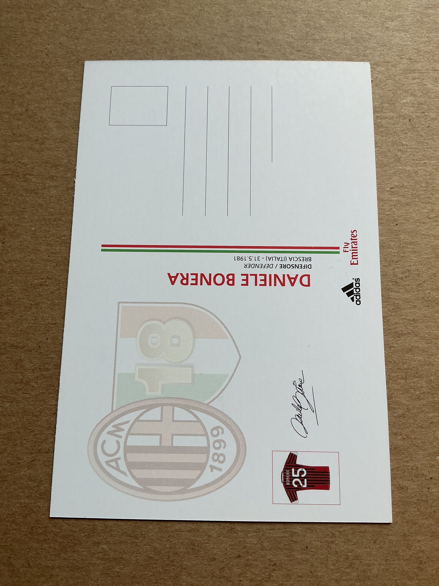 Daniele Bonera, Italy 🇮🇹 AC Milan 2011/12 hand signed