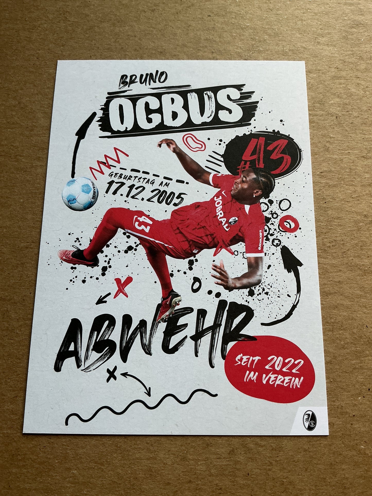 Bruno Ogbus, Switzerland 🇨🇭 SC Freiburg 2024/25 hand signed