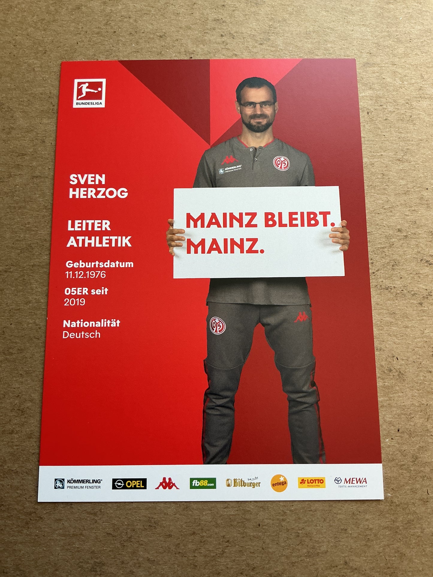 Sven Herzog, Germany π©πͺ FSV Mainz 05 2020/21 hand signed