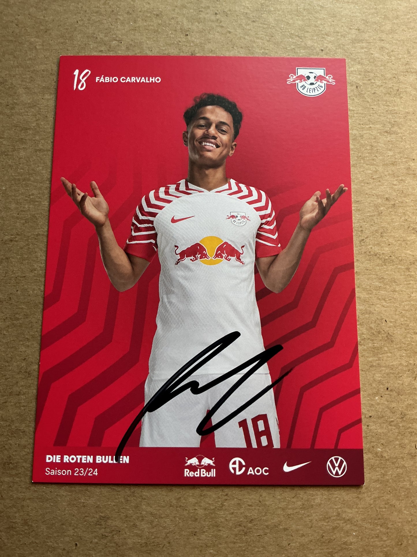 Fabio Carvalho, Portugal 🇵🇹 RB Leipzig 2023/24 hand signed