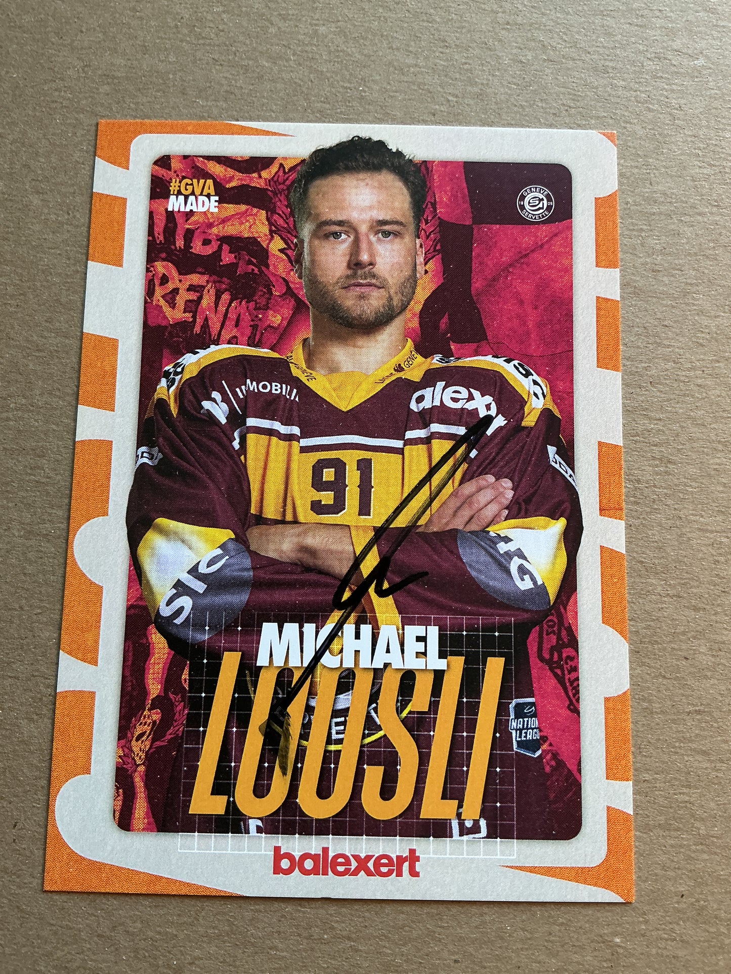 Michael Loosli, Switzerland 🇨🇭 Geneve-Servette HC 2024/25 hand signed