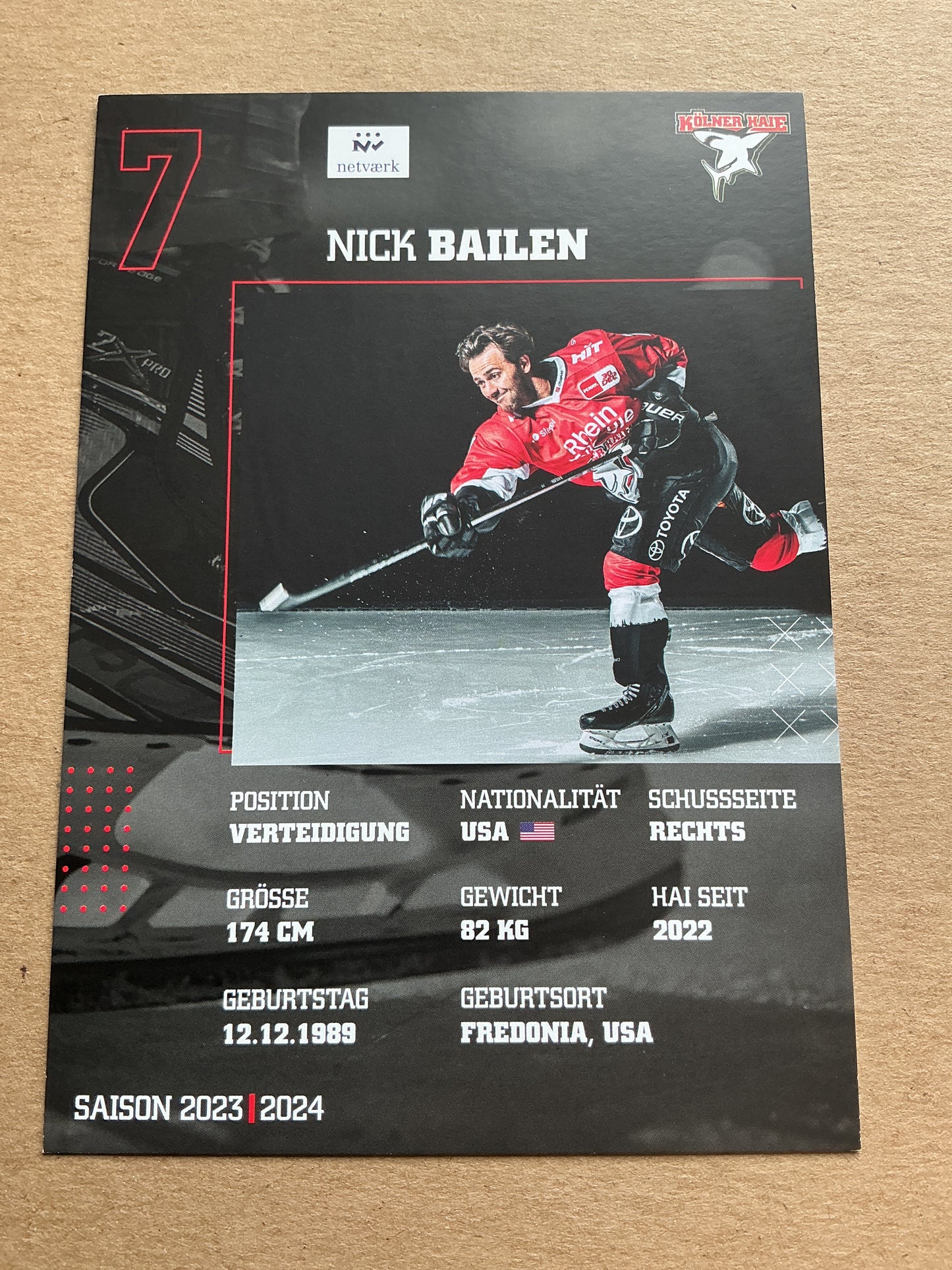 Nick Bailen, USA 🇺🇸 Kölner Haie 2023/24 hand signed