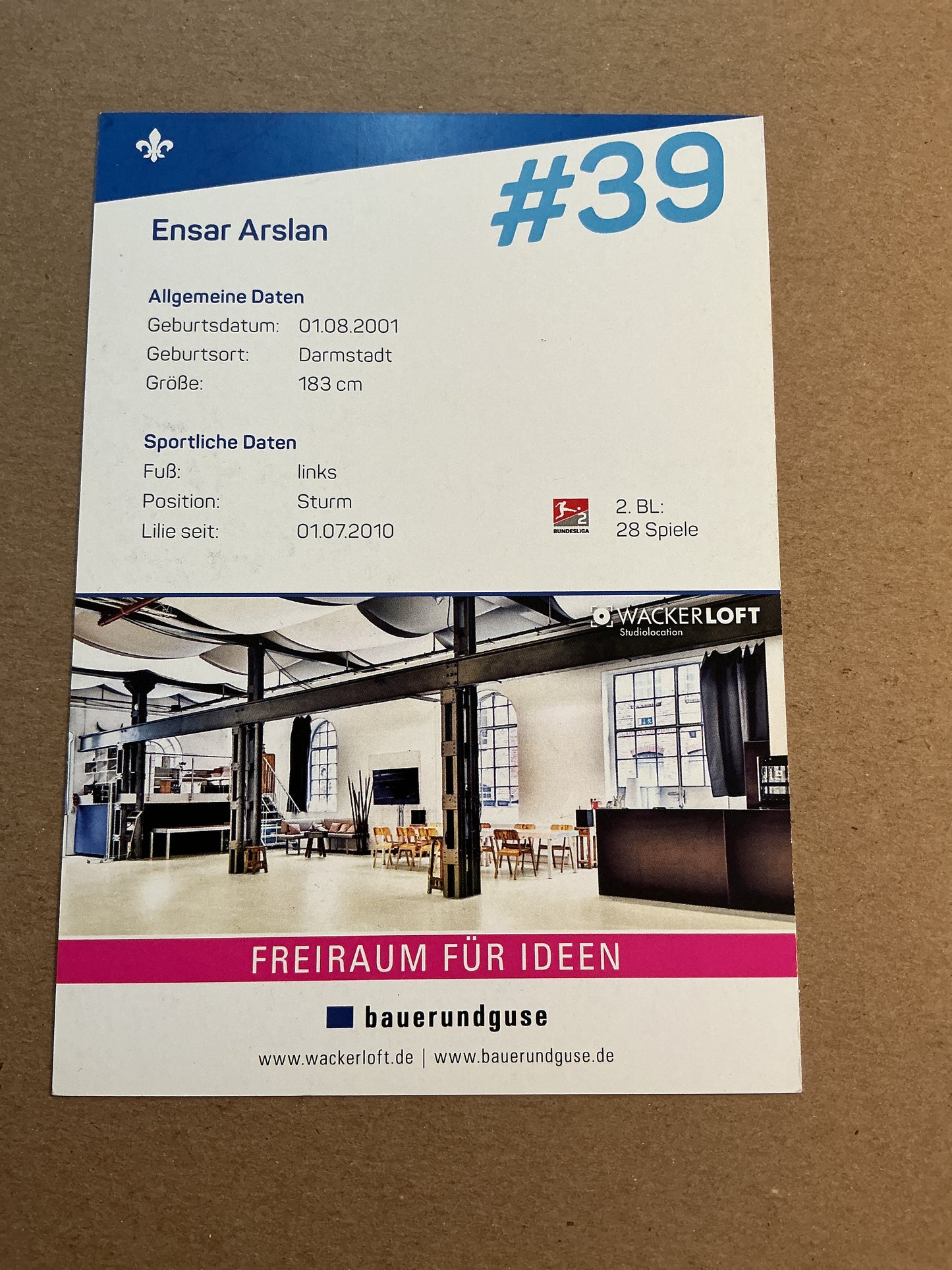 Ensar Arslan, Türkiye 🇹🇷 SV Darmstadt 98 2020/21 hand signed
