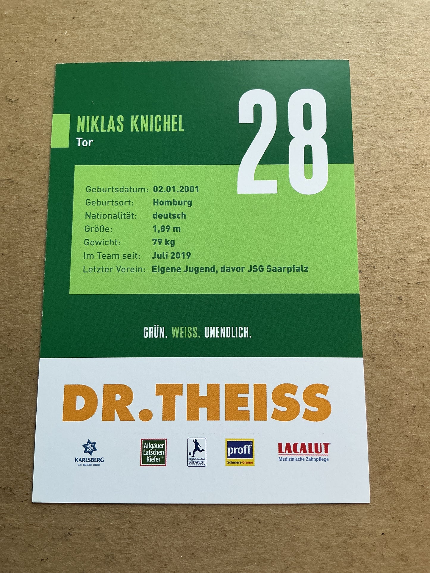 Niklas Knichel, Germany π©πͺ FC Homburg 2020/21 hand signed