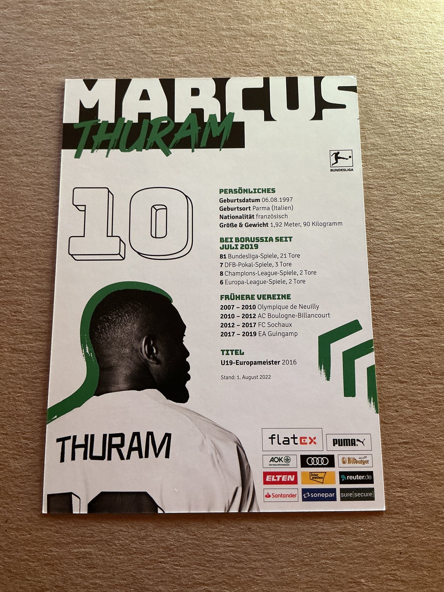 Marcus Thuram, France 🇫🇷 Borussia Mönchengladbach 2022/23 hand signed